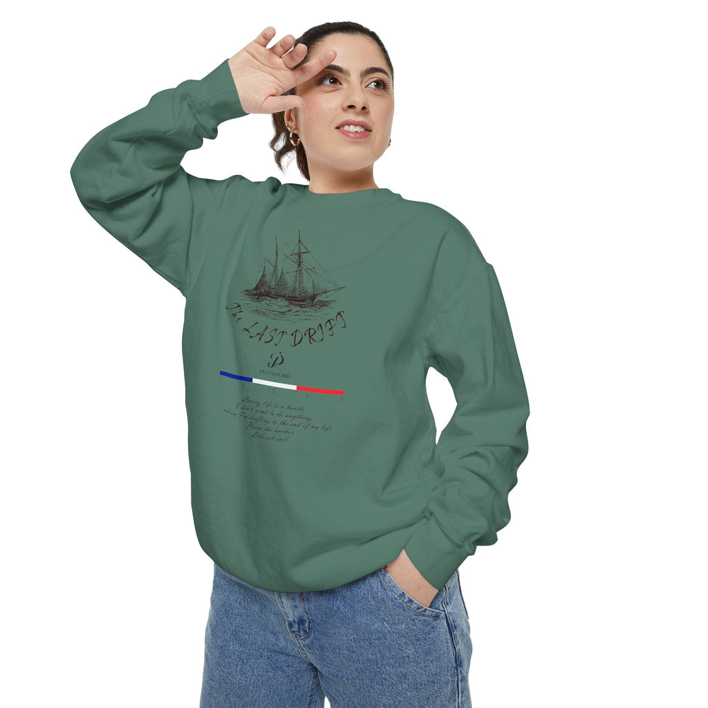 Unisex White Vintage Ship Graphic Cotton Blend Sweatshirt