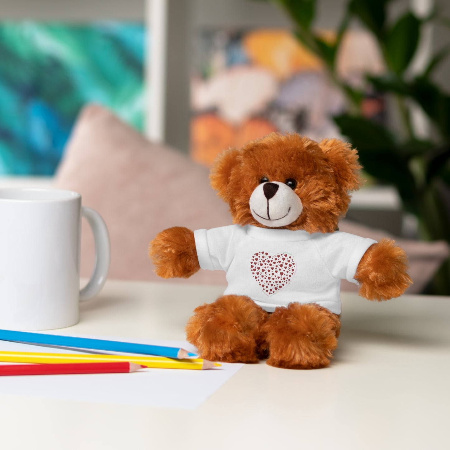 Personalized Stuffed Animal with Red Heart T-Shirt
