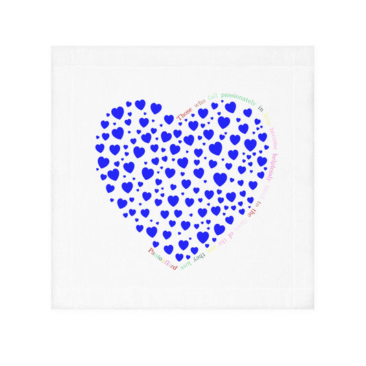 Blue Heart Pattern Face Towel, Cute Bath Towel, Gift for Her, Spa Towel, Home Decor