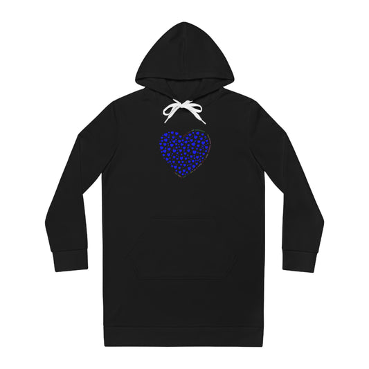 Women's Hoodie Dress (Blue Heart)