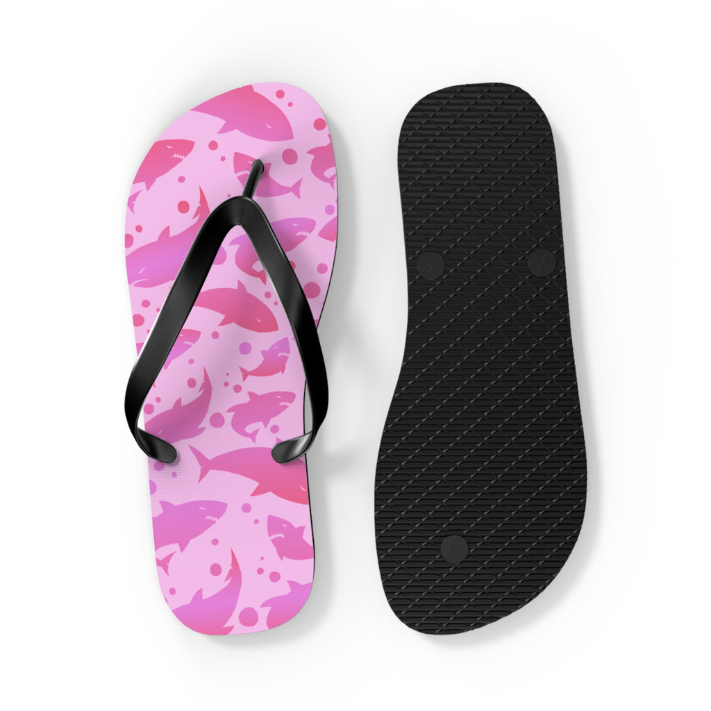 Unisex Pink Shark Silhouette Pattern EVA Polyester Flip Flops