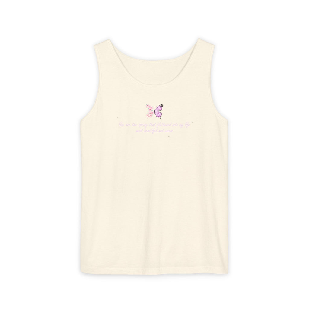 Unisex Navy Blue Floral Butterfly Spring Quote 100% Cotton Tank Top