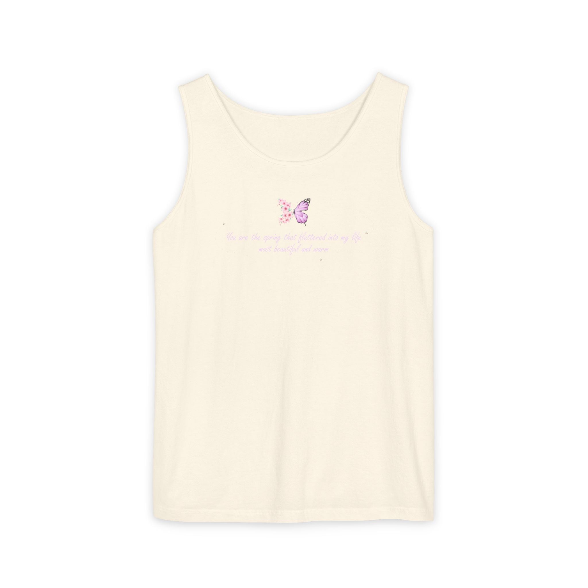 Unisex Navy Blue Floral Butterfly Spring Quote 100% Cotton Tank Top