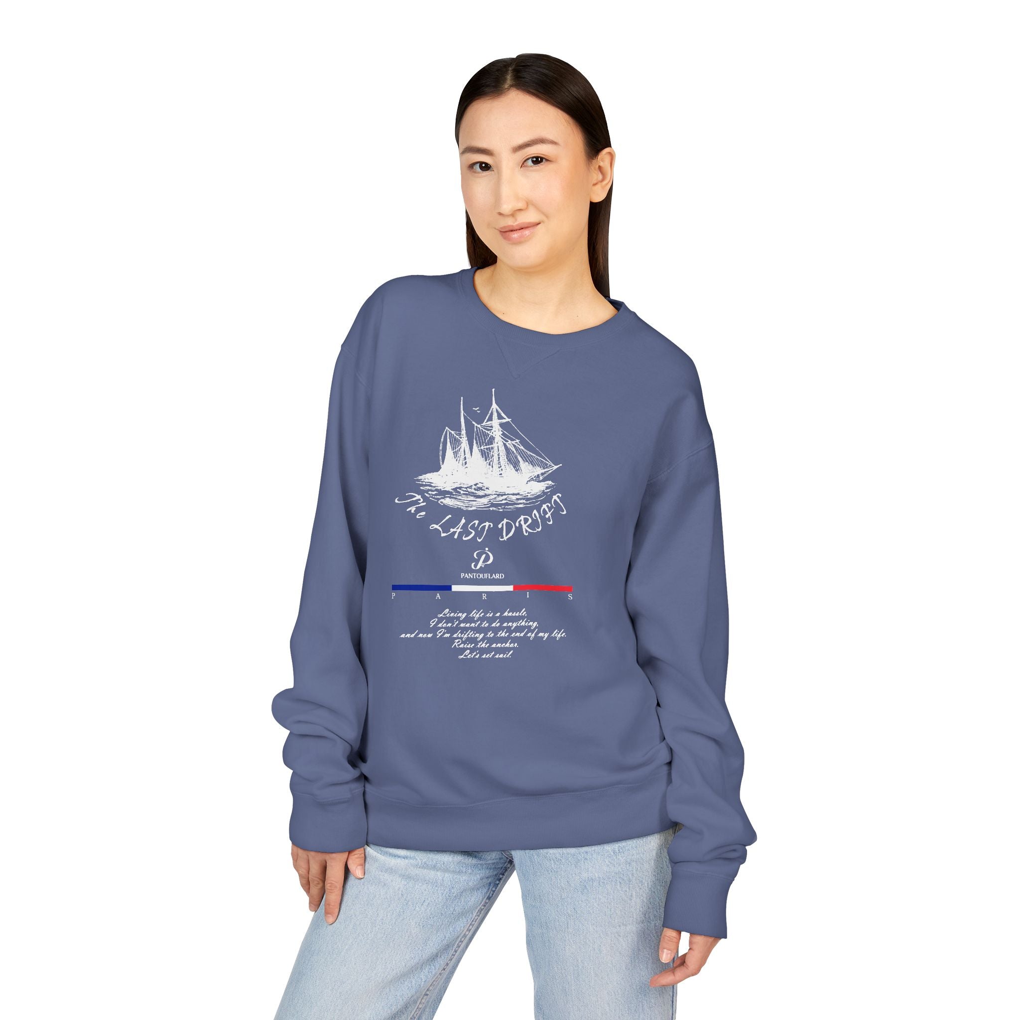 Old Money Nautical Heritage Crewneck - The Last Drift II (Paris Aesthetic Garment-Dyed Sweatshirt)