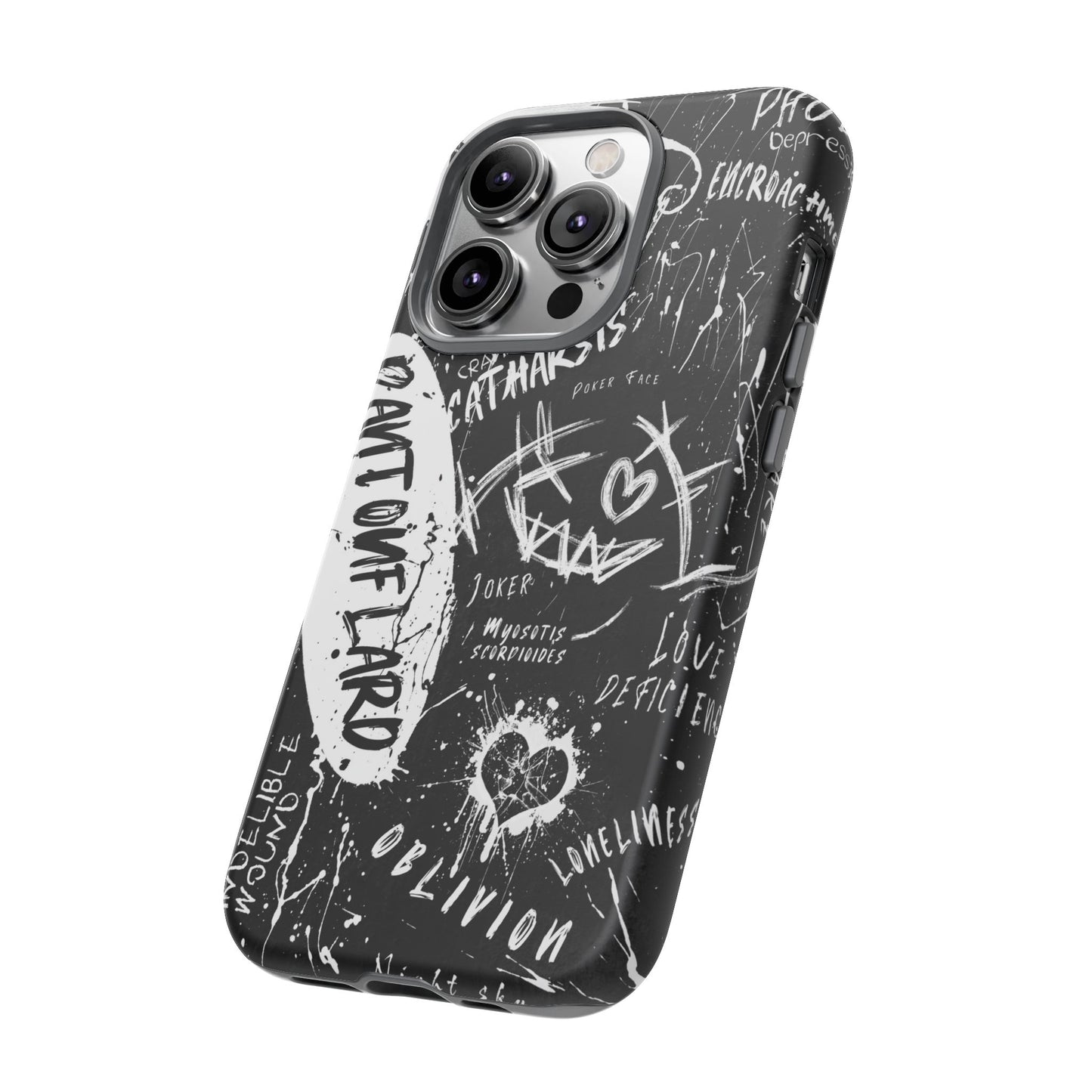Fundas resistentes: funda atrevida para iPhone, Galaxy, Google Pixel, diseño de grafiti negro, estética urbana, regalo para amantes del arte, accesorios de teléfono modernos, estilo callejero