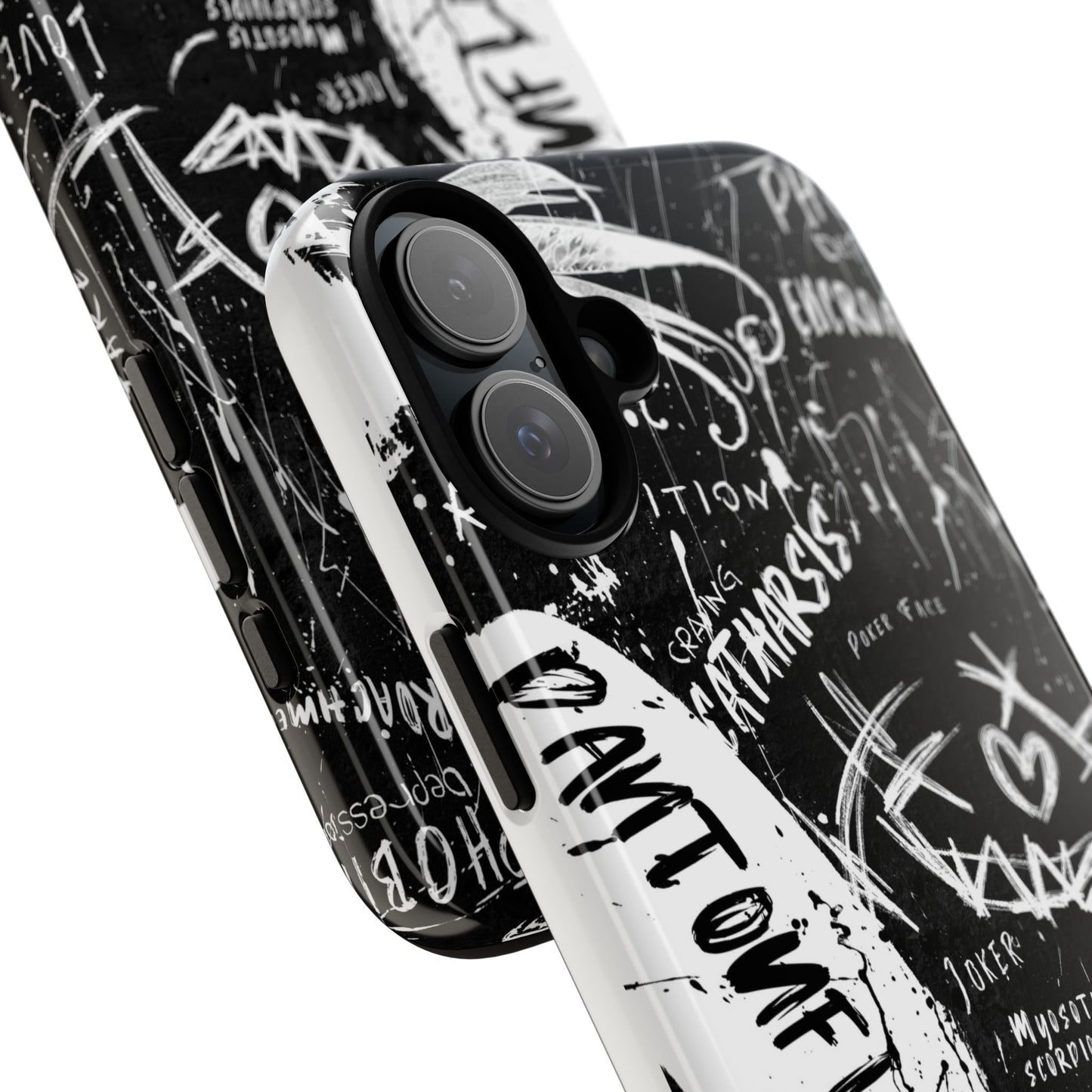 Fundas resistentes: funda atrevida para iPhone, Galaxy, Google Pixel, diseño de grafiti negro, estética urbana, regalo para amantes del arte, accesorios de teléfono modernos, estilo callejero