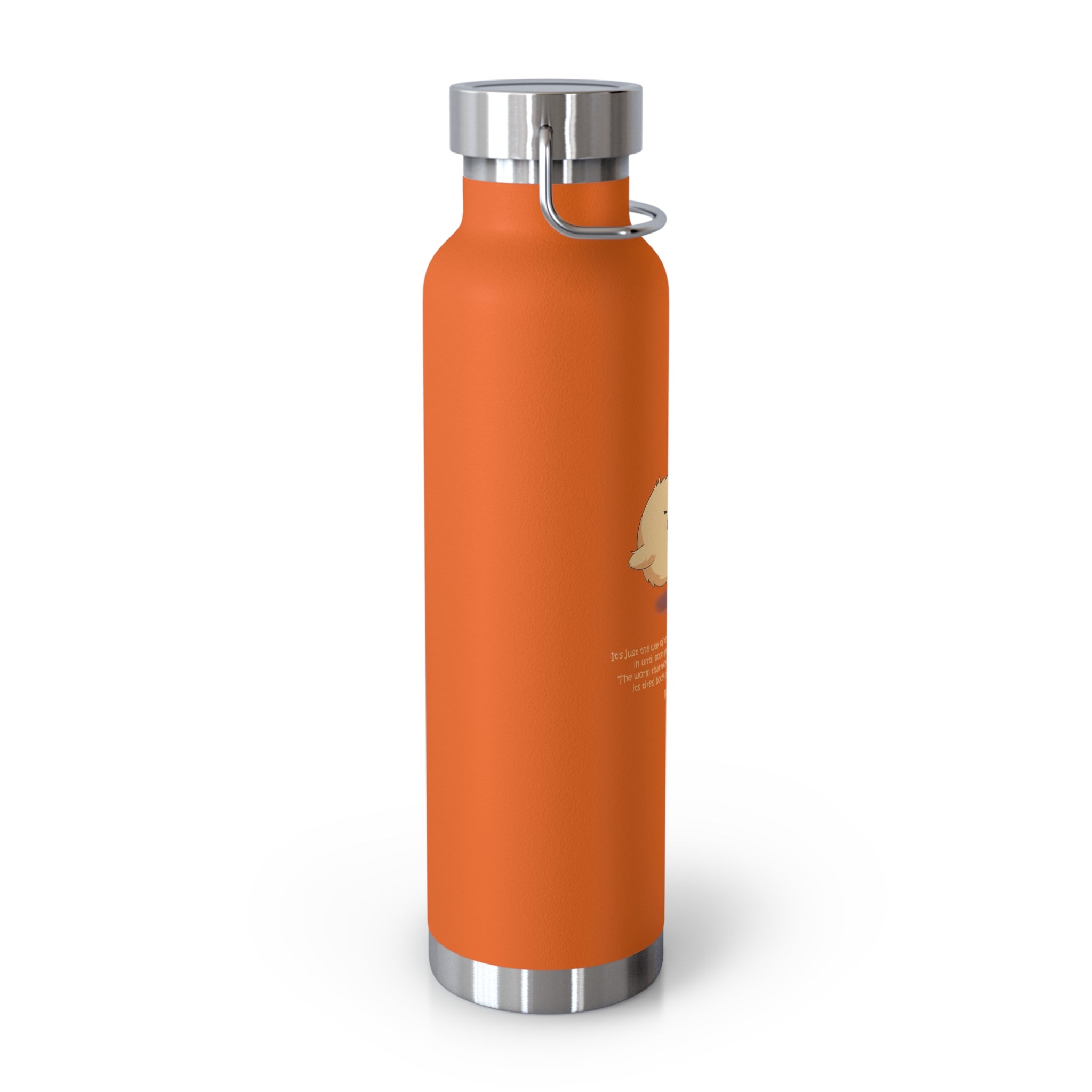 Navy Blue Cute Chick Pulling Worm Quote 22oz Copper Vacuum Insulated Bottle