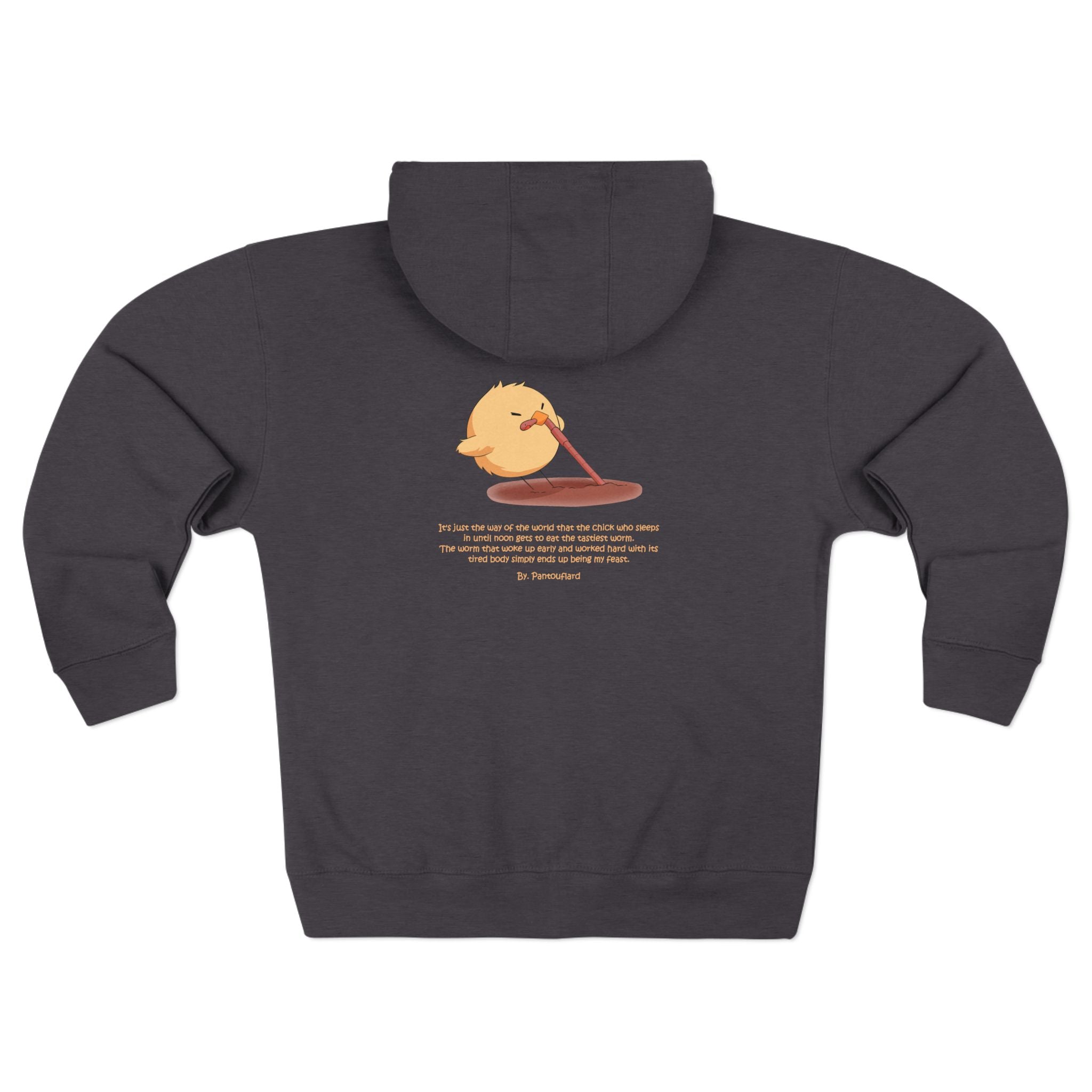 Unisex Black Pantouflard Chick Cotton Blend Zip Hoodie