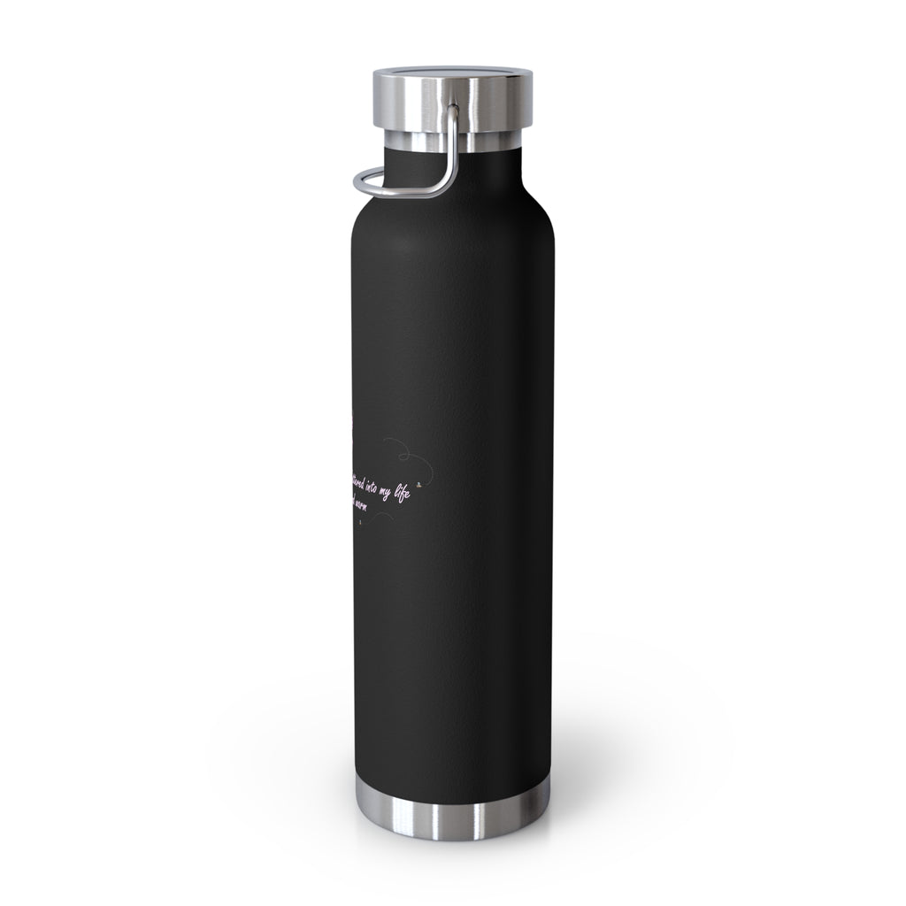 Navy Blue Romantic Floral Butterfly Quote 22oz Copper Vacuum Insulated Bottle