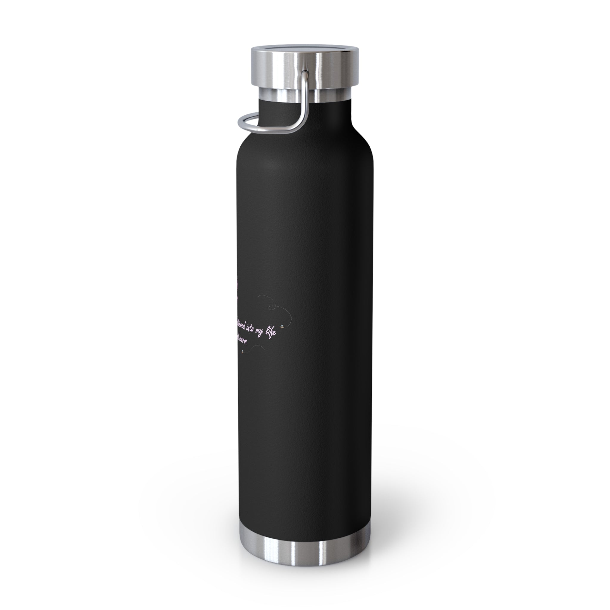 Navy Blue Romantic Floral Butterfly Quote 22oz Copper Vacuum Insulated Bottle