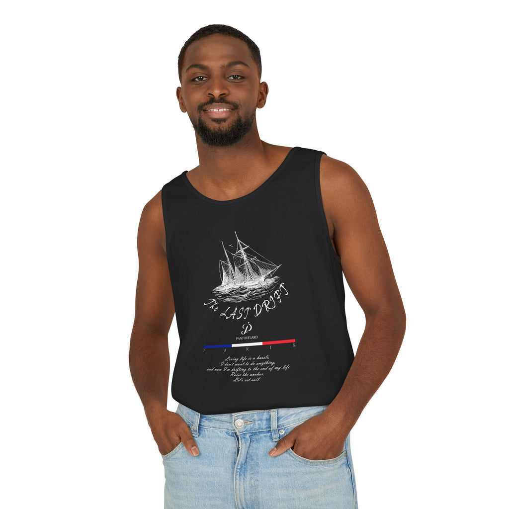Unisex Black Last Drift Cotton Garment-Dyed Tank Top