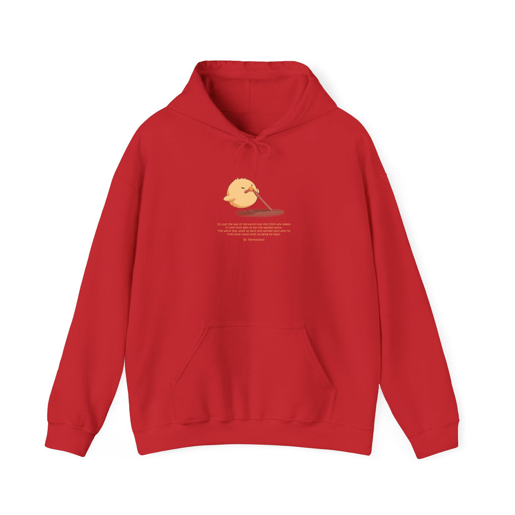 Kitsch Kawaii Chick & Worm Graphic Hoodie - The Quiet Victory (Aesthetic Streetwear Fleece)