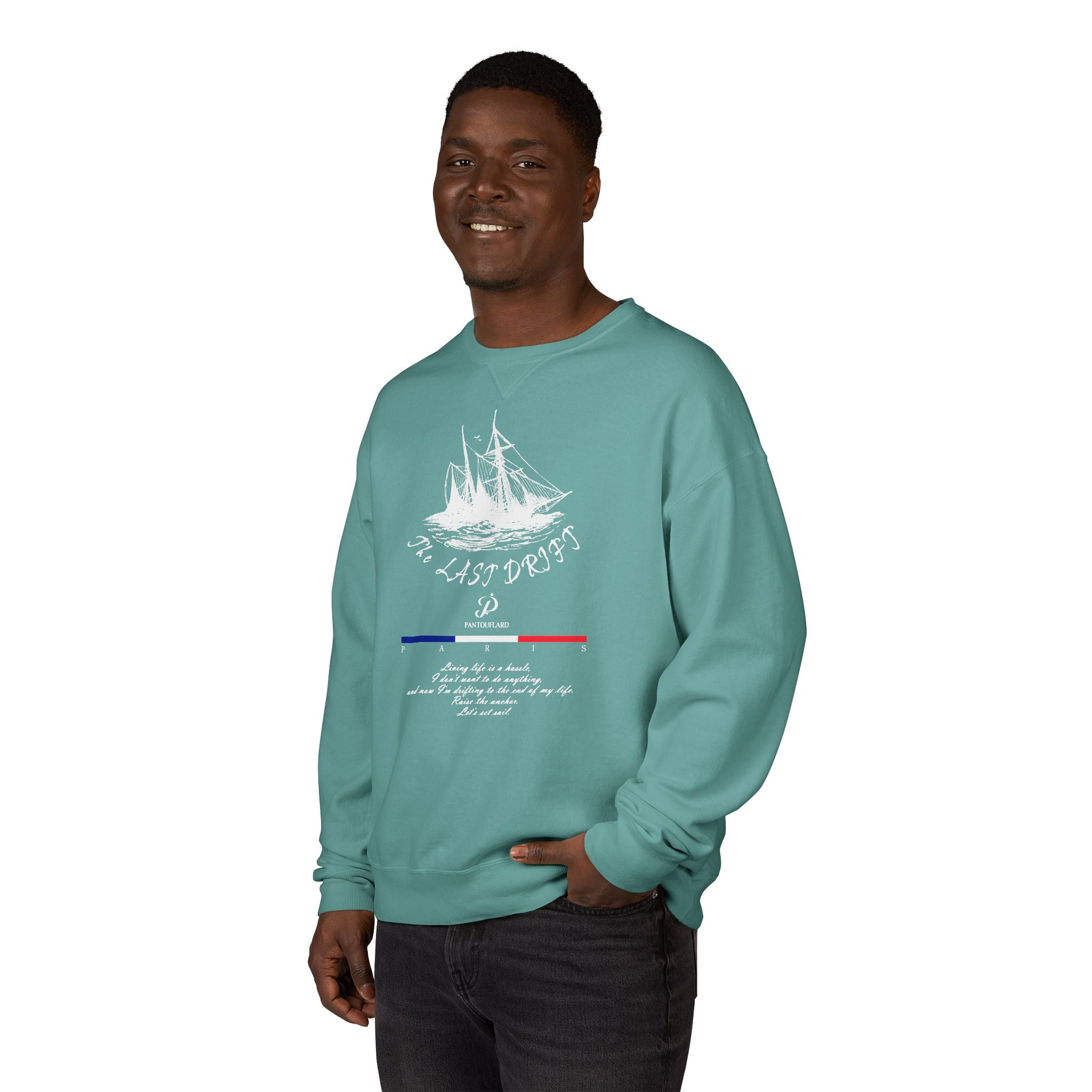 Old Money Nautical Heritage Crewneck - The Last Drift II (Paris Aesthetic Garment-Dyed Sweatshirt)