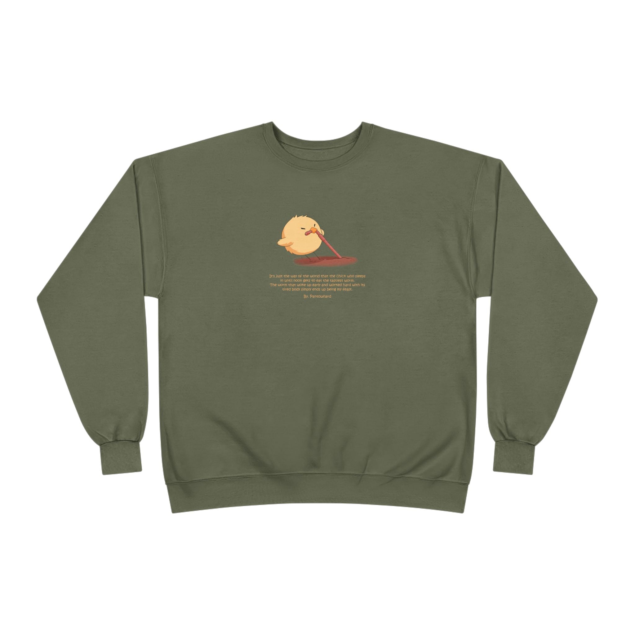 Funny Early Bird Parody Sweatshirt | "The Late Bird Gets The Feast" Sarcastic Quote | Hanes Soft Eco-Fleece Pullover (S-3XL)