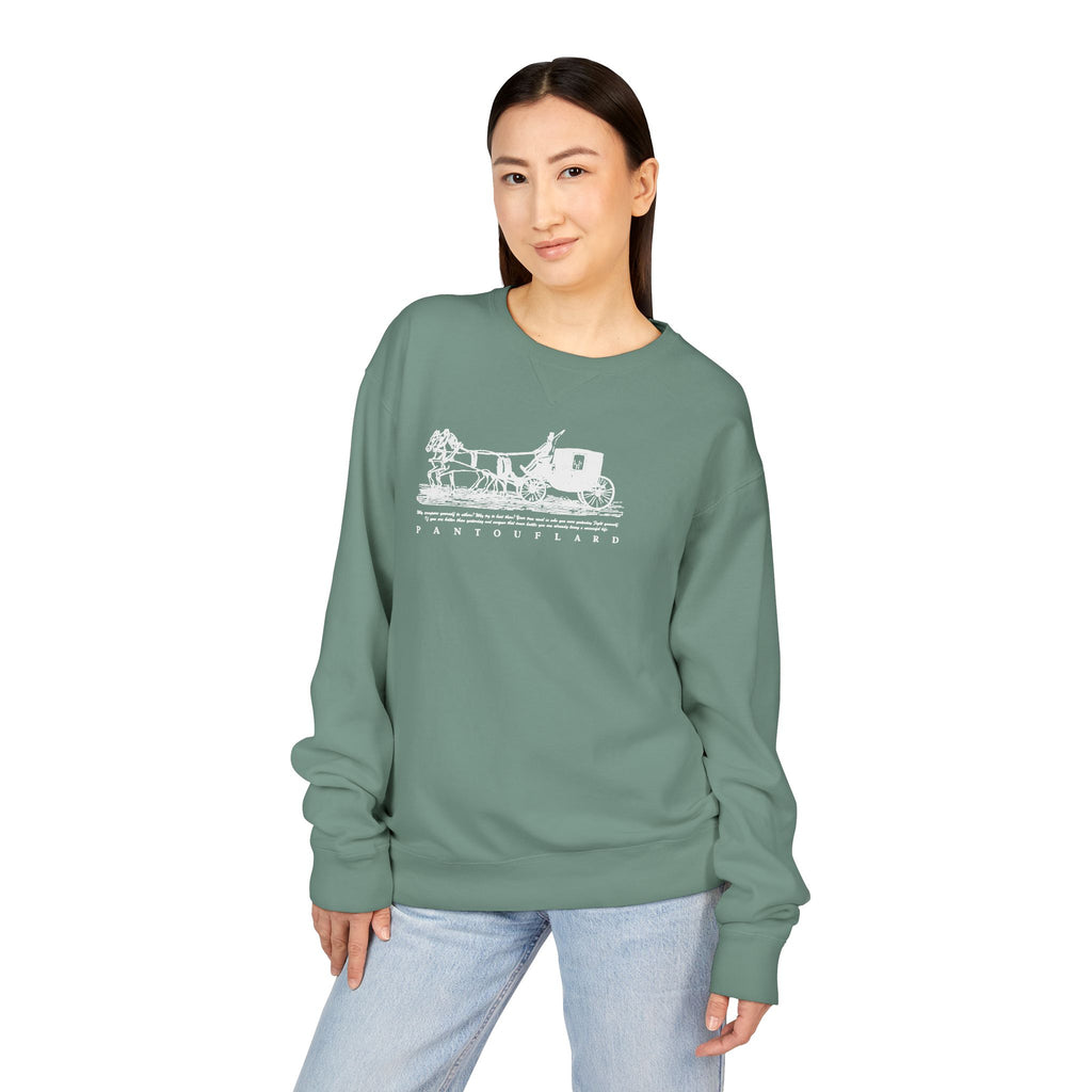 Old Money Equestrian Heritage Crewneck - The Nostalgic Journey II (Dark Academia Garment-Dyed Sweatshirt)