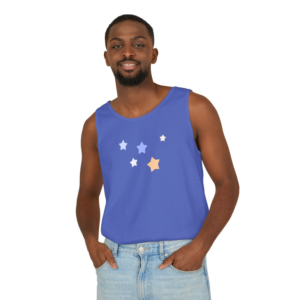 Men's & Women's Cassiopeia Constellation Graphic Garment-Dyed Tank Top - W-Shape Sleeveless Shirt