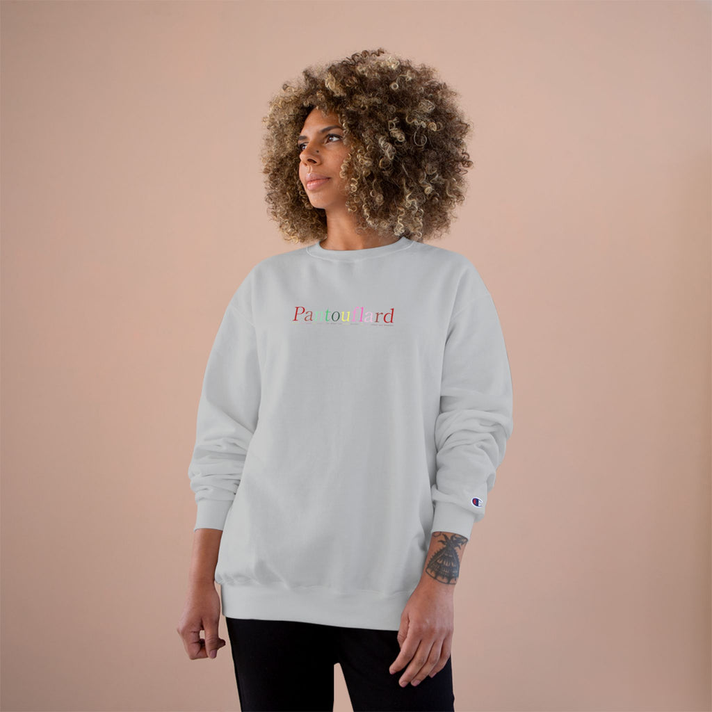 Old Money Aesthetic Champion Crewneck - Pantouflard Pastel Logo (Sustainable Eco-Fleece Sweatshirt)