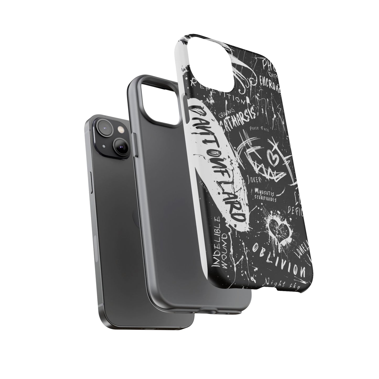 Fundas resistentes: funda atrevida para iPhone, Galaxy, Google Pixel, diseño de grafiti negro, estética urbana, regalo para amantes del arte, accesorios de teléfono modernos, estilo callejero
