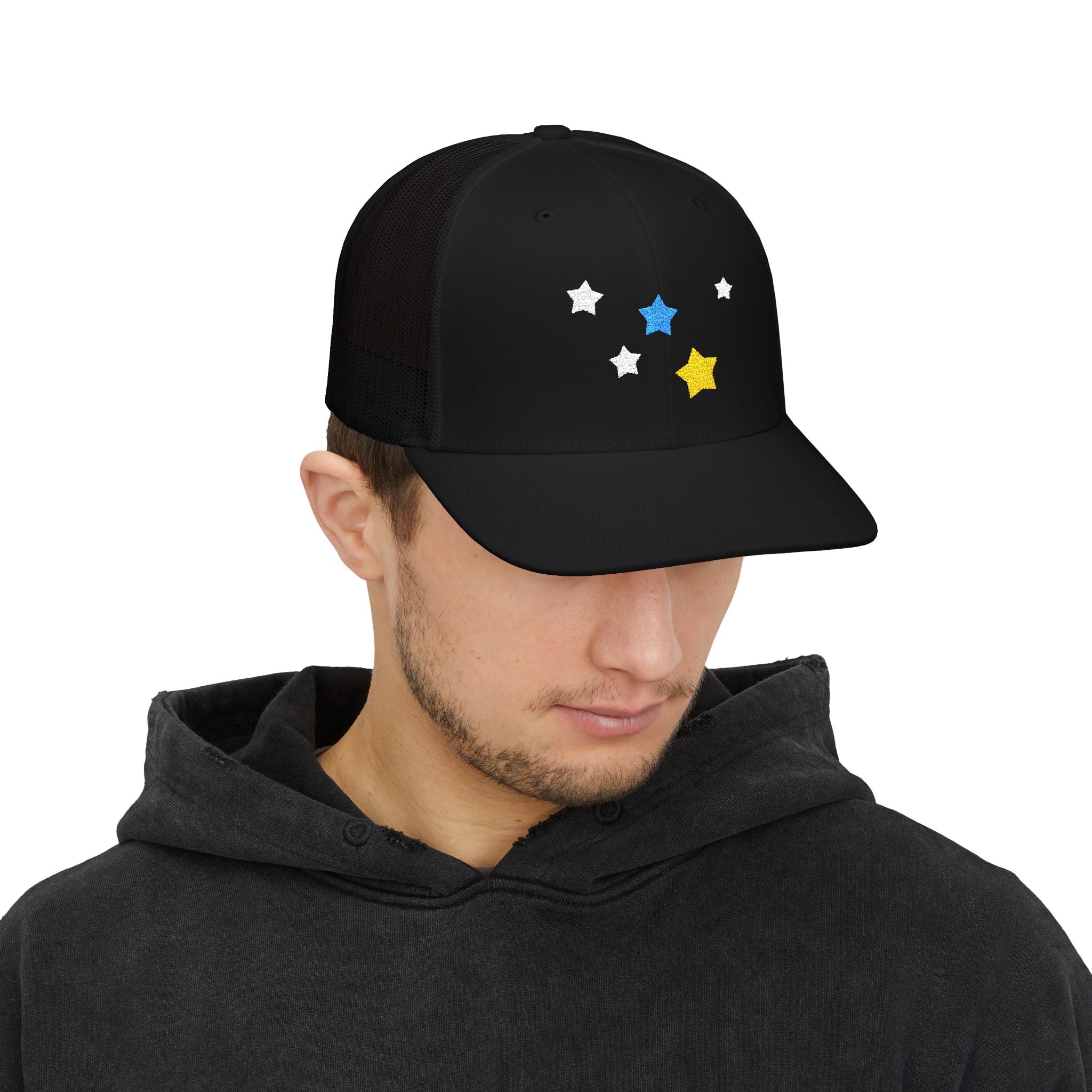 Unisex Cassiopeia Star Embroidered Cotton-Polyester Snapback Trucker Cap