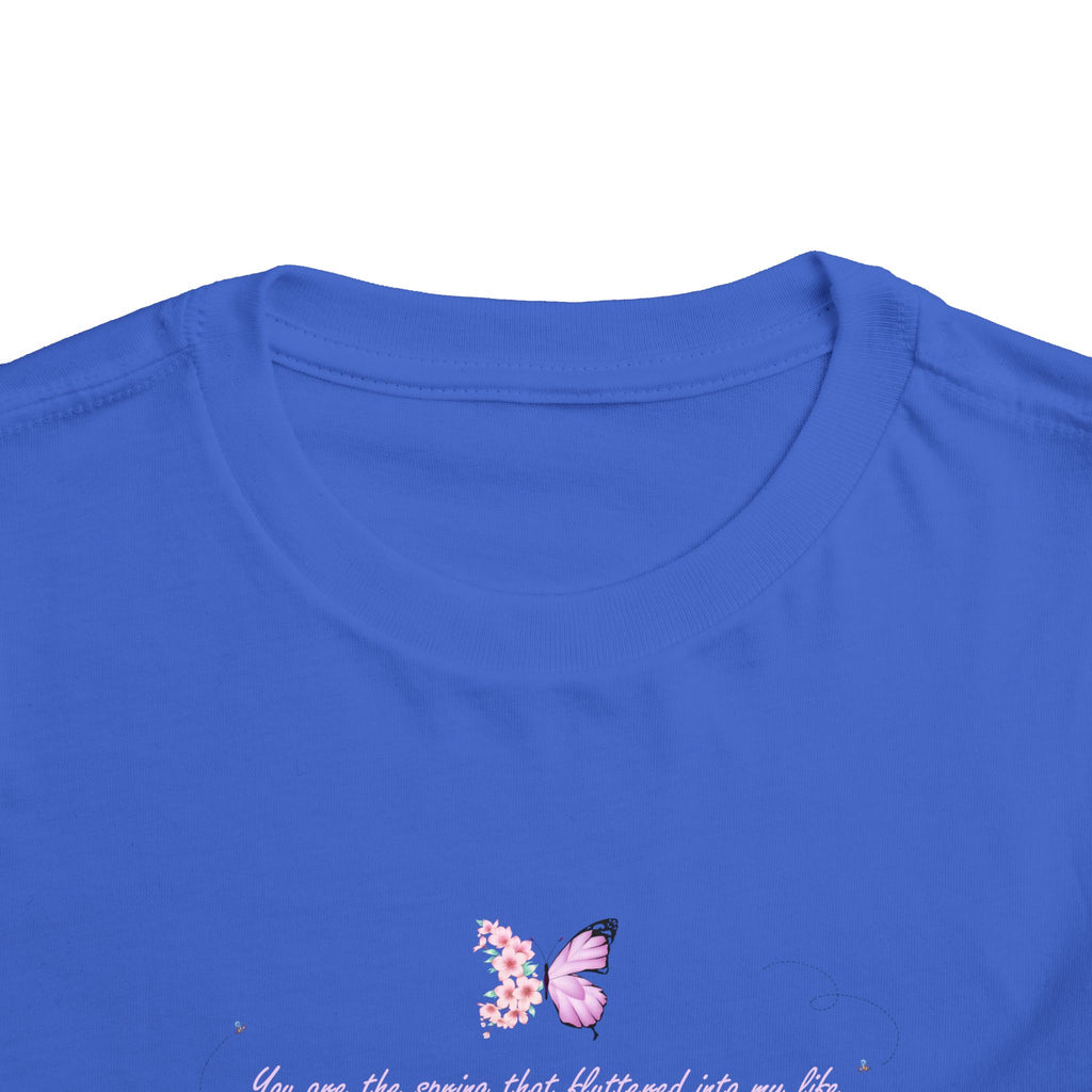 Toddler Yellow Floral Butterfly Spring Quote 100% Cotton Short Sleeve Tee