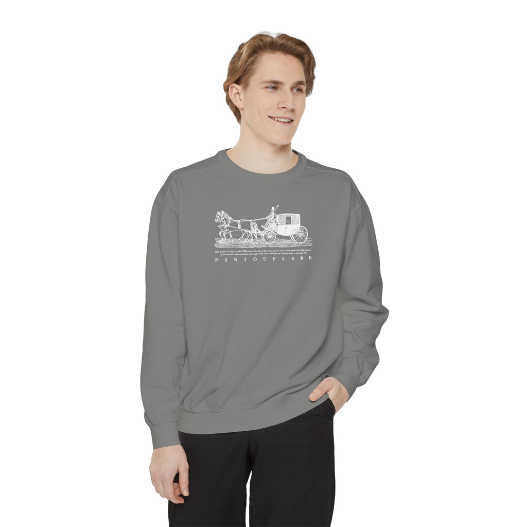 Unisex Navy Vintage Carriage Graphic Cotton Blend Sweatshirt