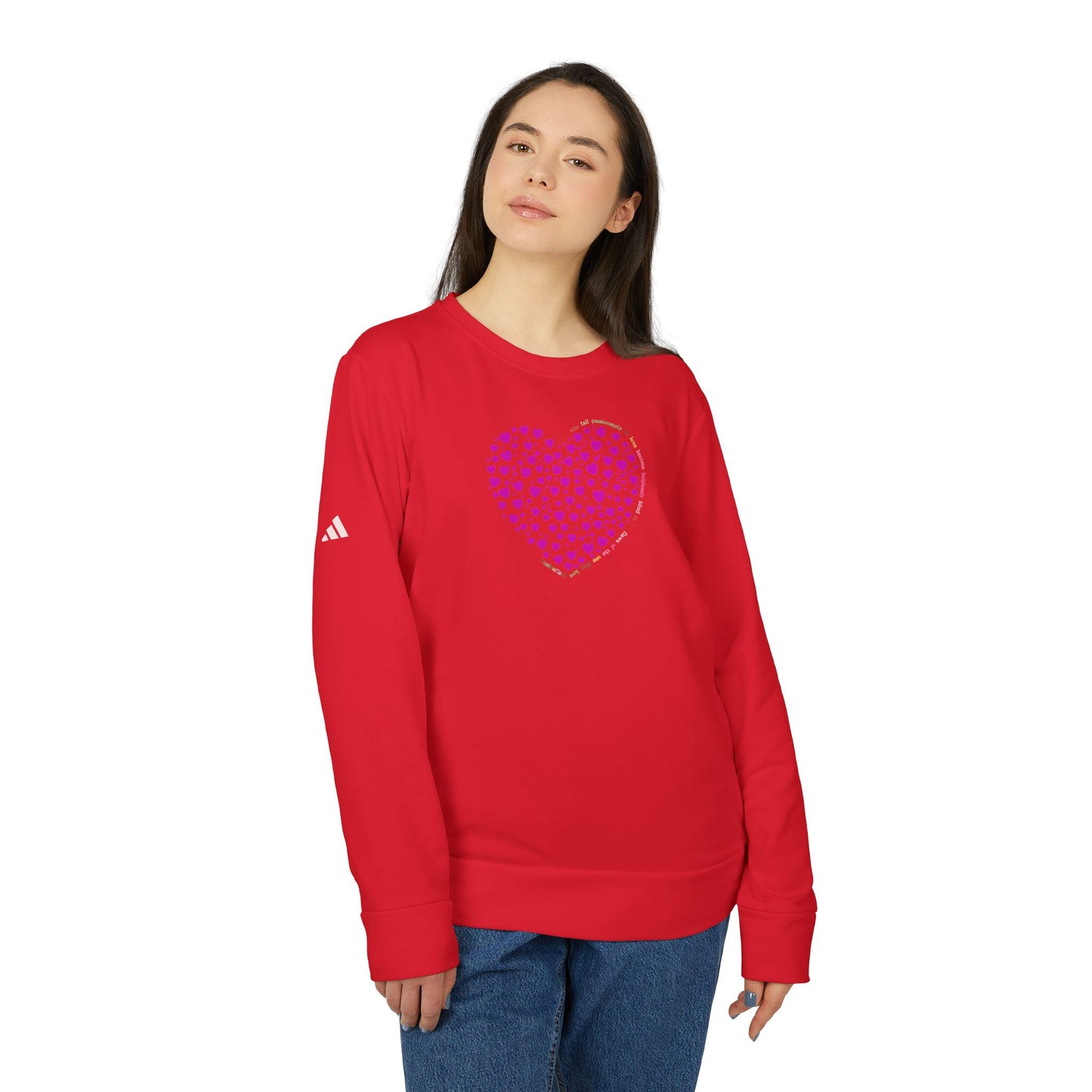 Adidas Unisex  Crewneck Sweatshirt with Pink Heart Design