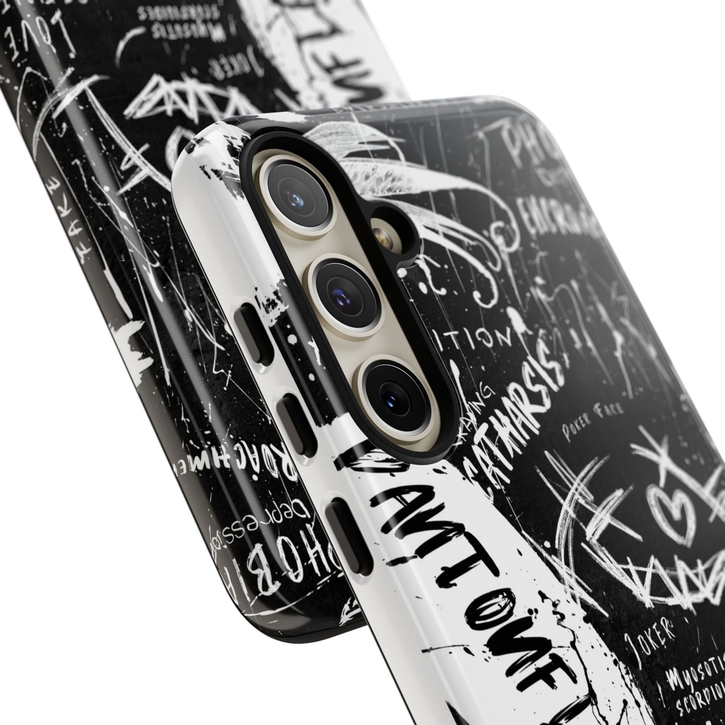 Fundas resistentes: funda atrevida para iPhone, Galaxy, Google Pixel, diseño de grafiti negro, estética urbana, regalo para amantes del arte, accesorios de teléfono modernos, estilo callejero