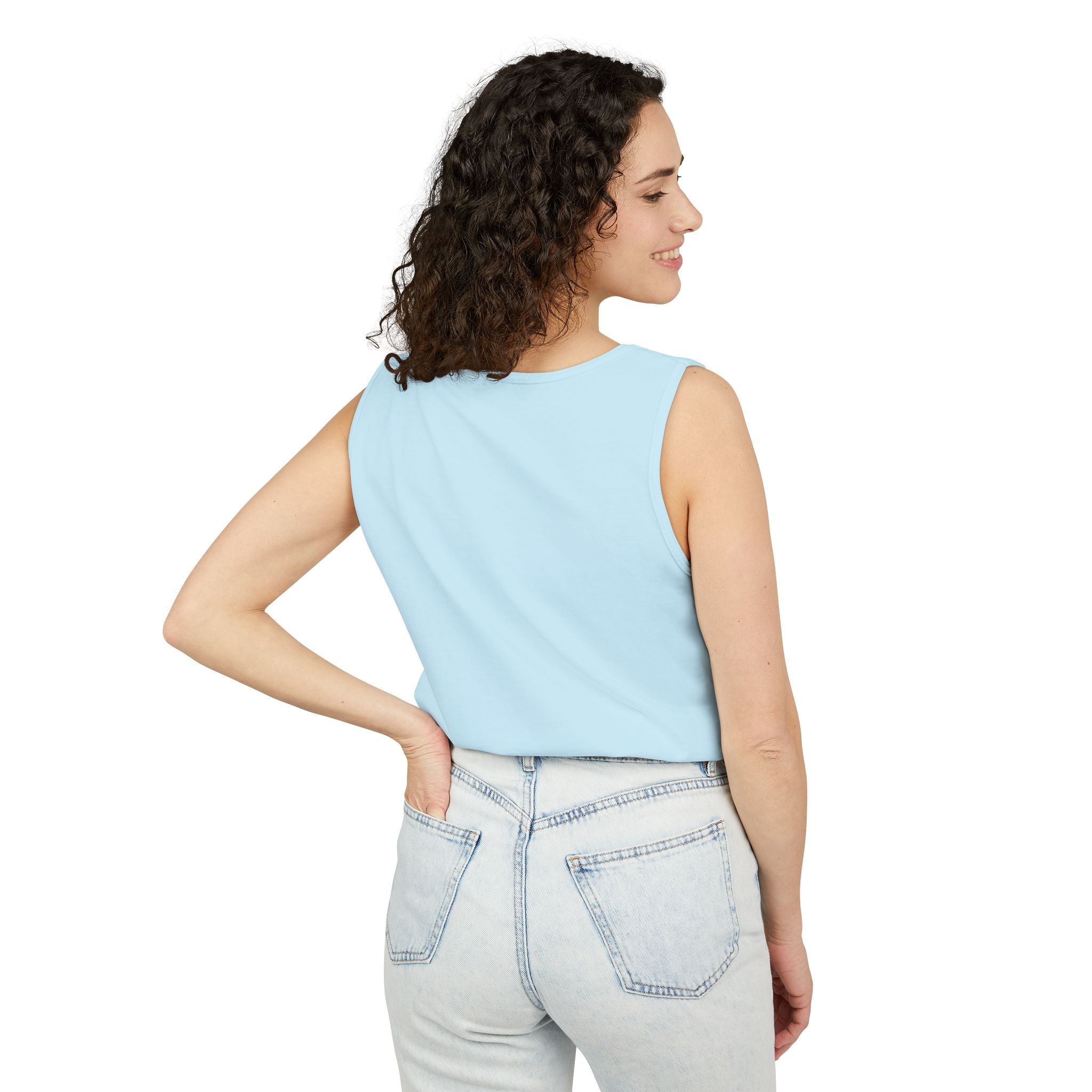 Unisex Black Pantouflard Carriage Cotton Garment-Dyed Tank Top