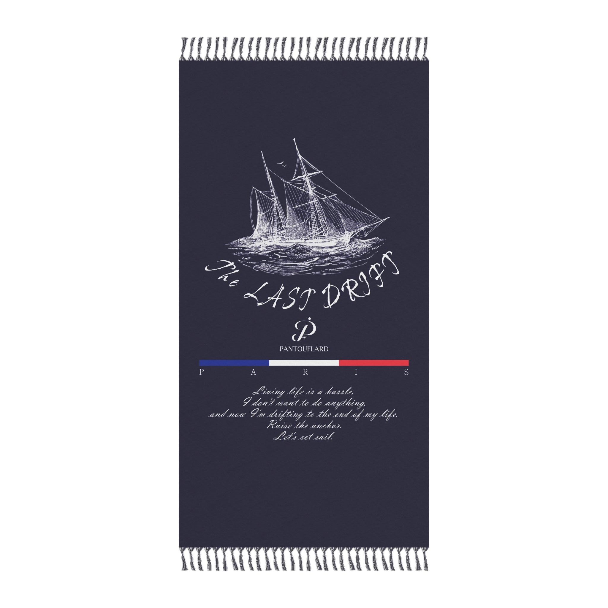 Navy Blue Pantouflard The Last Drift Ship 100% Polyester Boho Beach Cloth