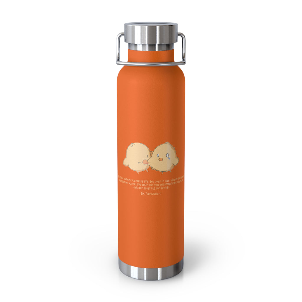 Navy Blue Cute Biting Chicks Quote 22oz Copper Vacuum Insulated Bottle