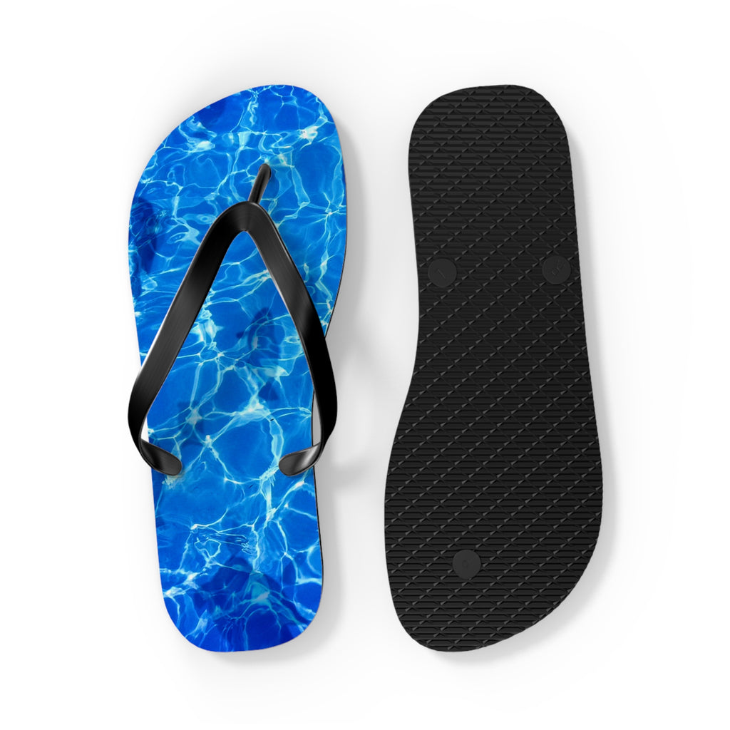 Unisex Vibrant Blue Sunlit Water Surface Fish Silhouette EVA Polyester Flip Flops