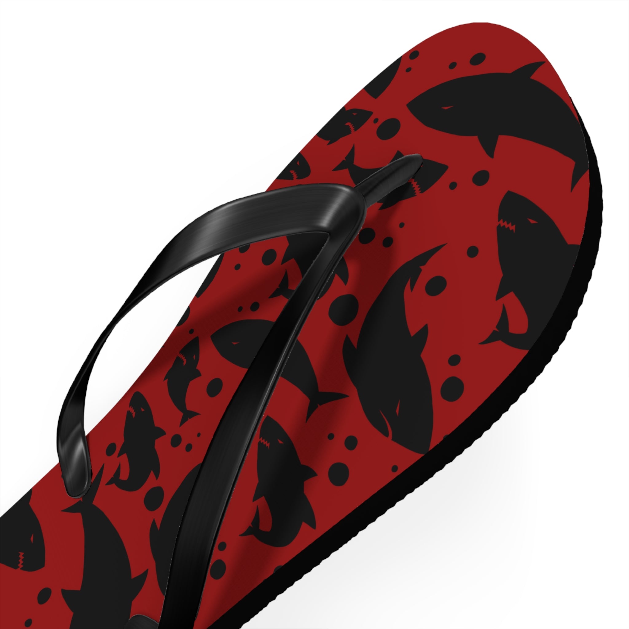 Unisex Red Black Shark Silhouette Pattern EVA Polyester Flip Flops