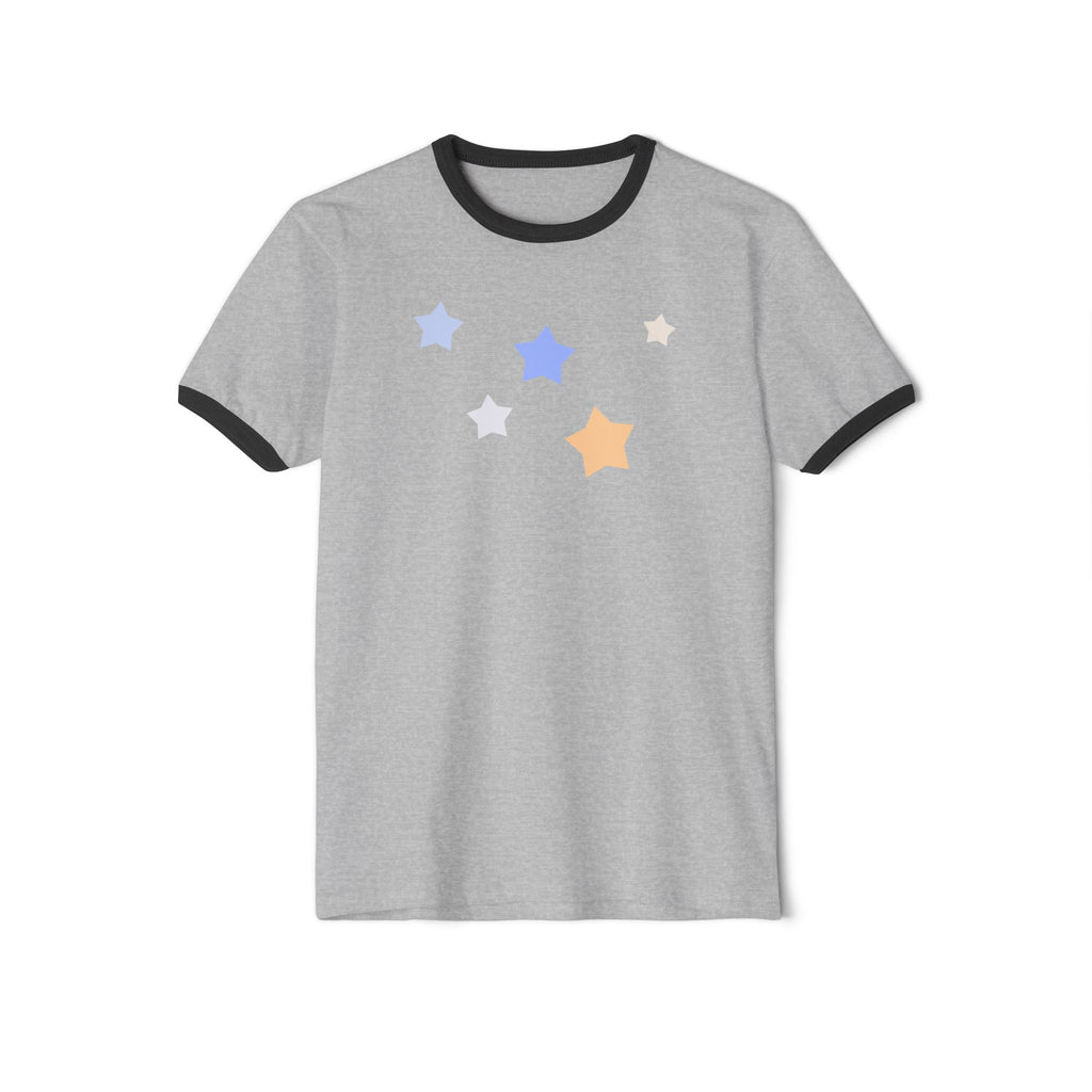 Cassiopeia Constellation Graphic Ringer T-Shirt - W-Shape Astronomy Cotton Tee