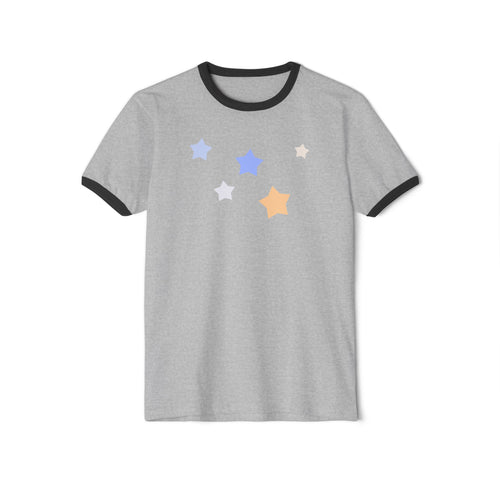 Cassiopeia Constellation Graphic Ringer T-Shirt - W-Shape Astronomy Cotton Tee