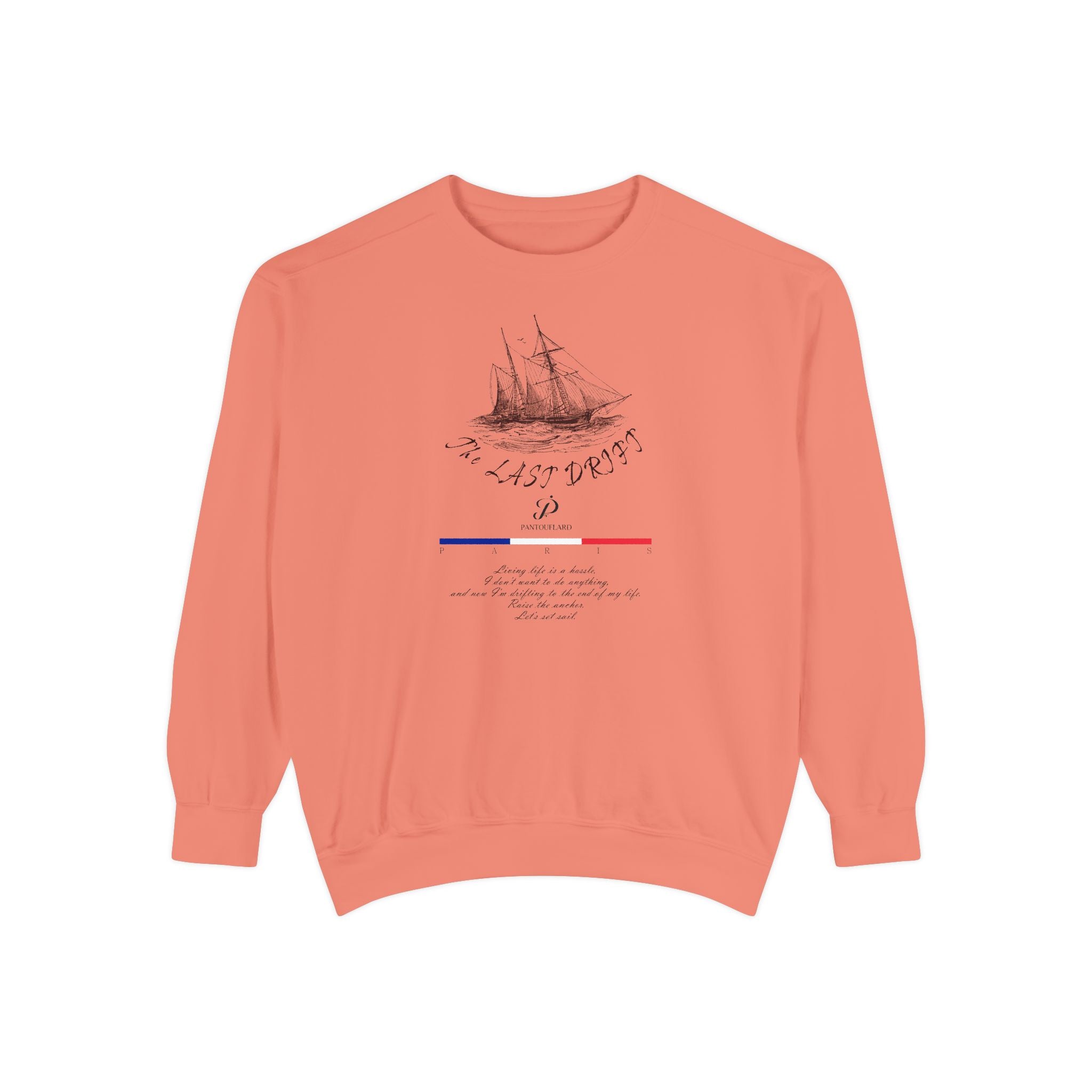 Unisex White Vintage Ship Graphic Cotton Blend Sweatshirt