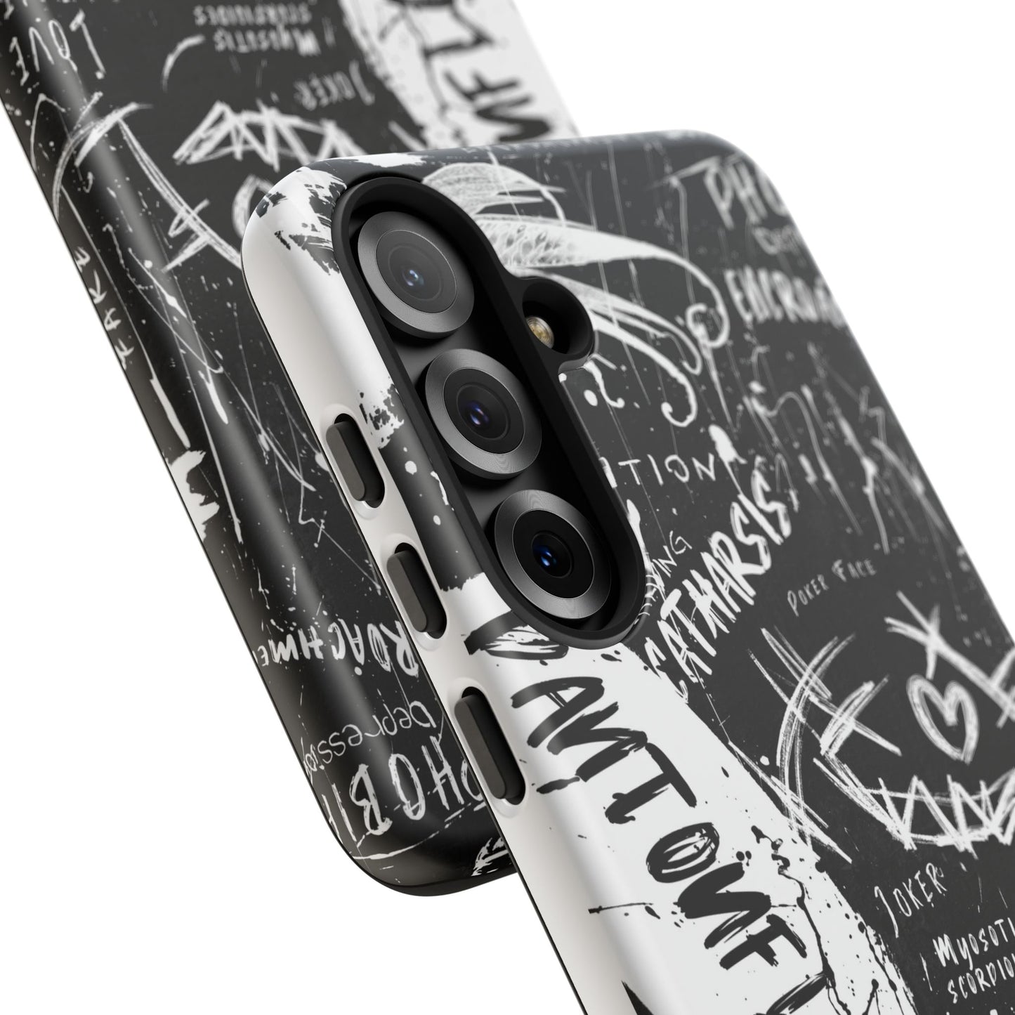 Fundas resistentes: funda atrevida para iPhone, Galaxy, Google Pixel, diseño de grafiti negro, estética urbana, regalo para amantes del arte, accesorios de teléfono modernos, estilo callejero