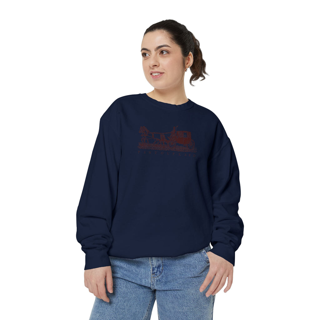 Unisex White Pantouflard Carriage Cotton Blend Sweatshirt