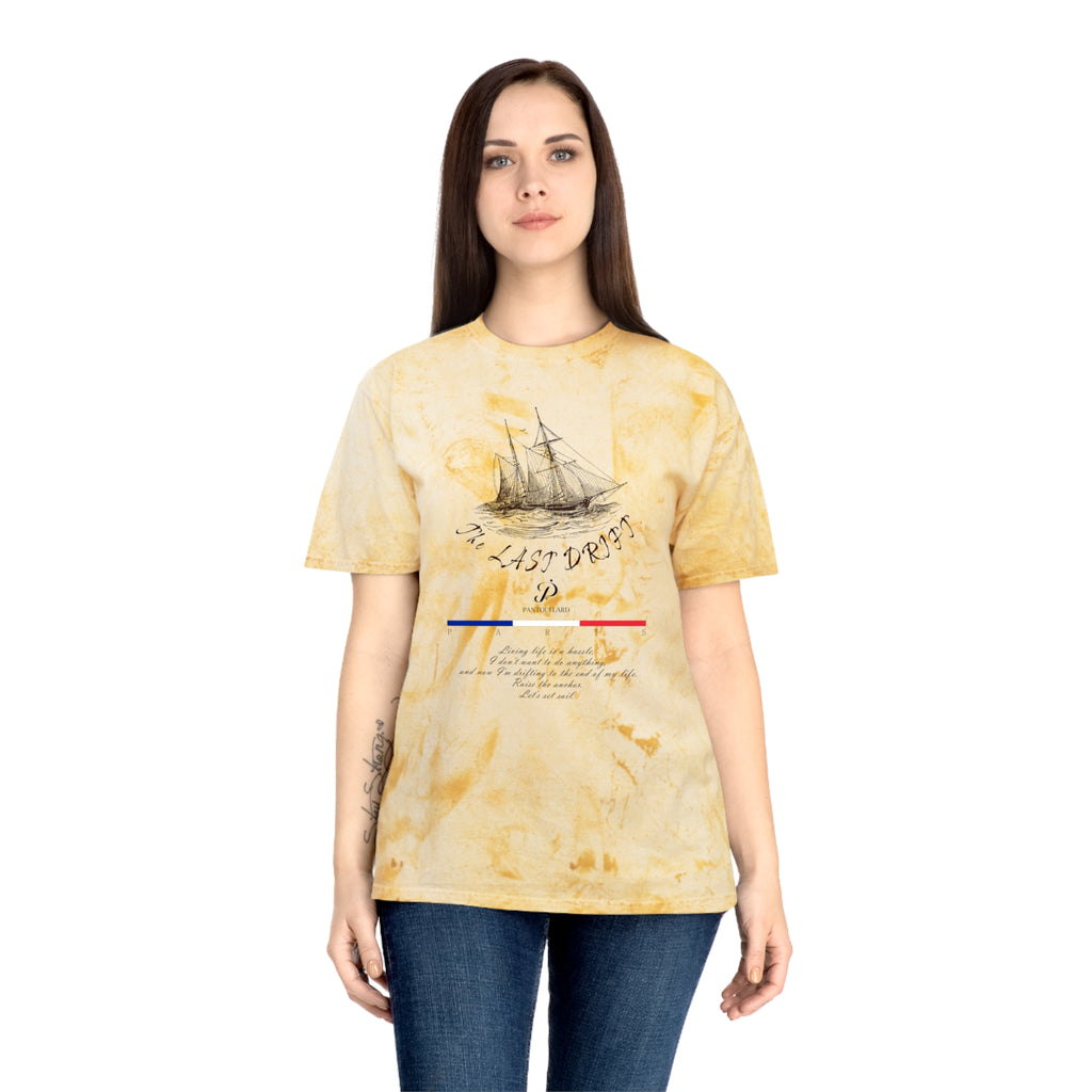 Unisex Grey Color Blast Vintage Ship Graphic 100% Cotton T-Shirt