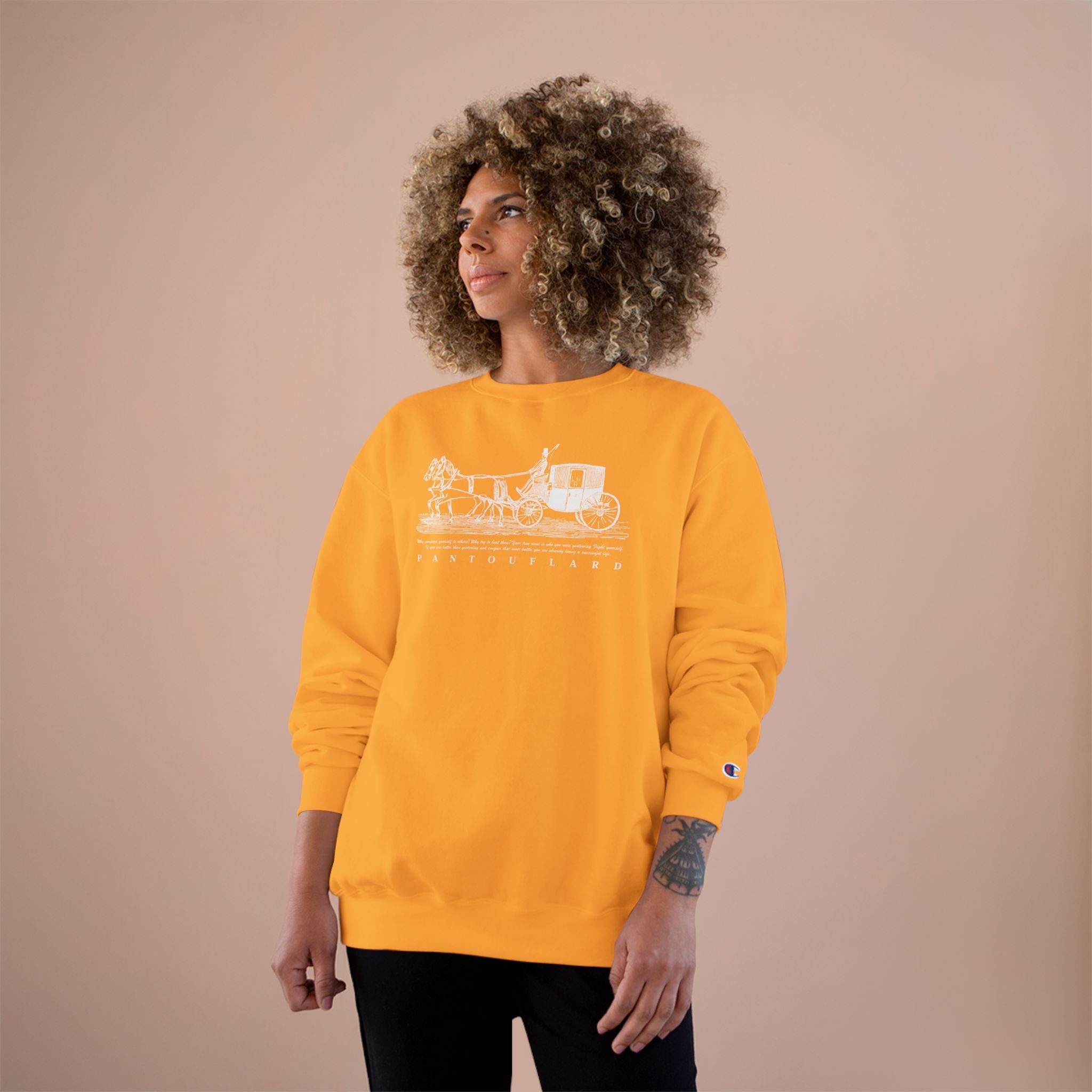 Old Money Equestrian Champion Crewneck - Royal White Carriage (Authentic Varsity Streetwear)