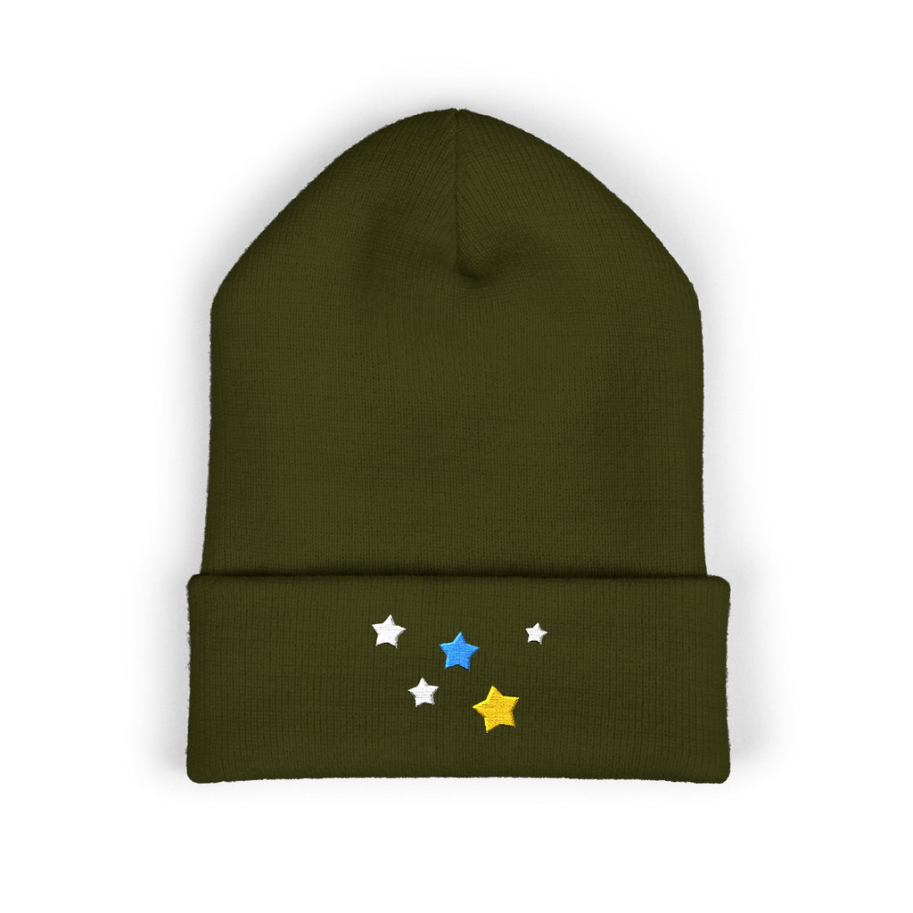 Unisex Cassiopeia Star Embroidered Acrylic Cuffed Beanie
