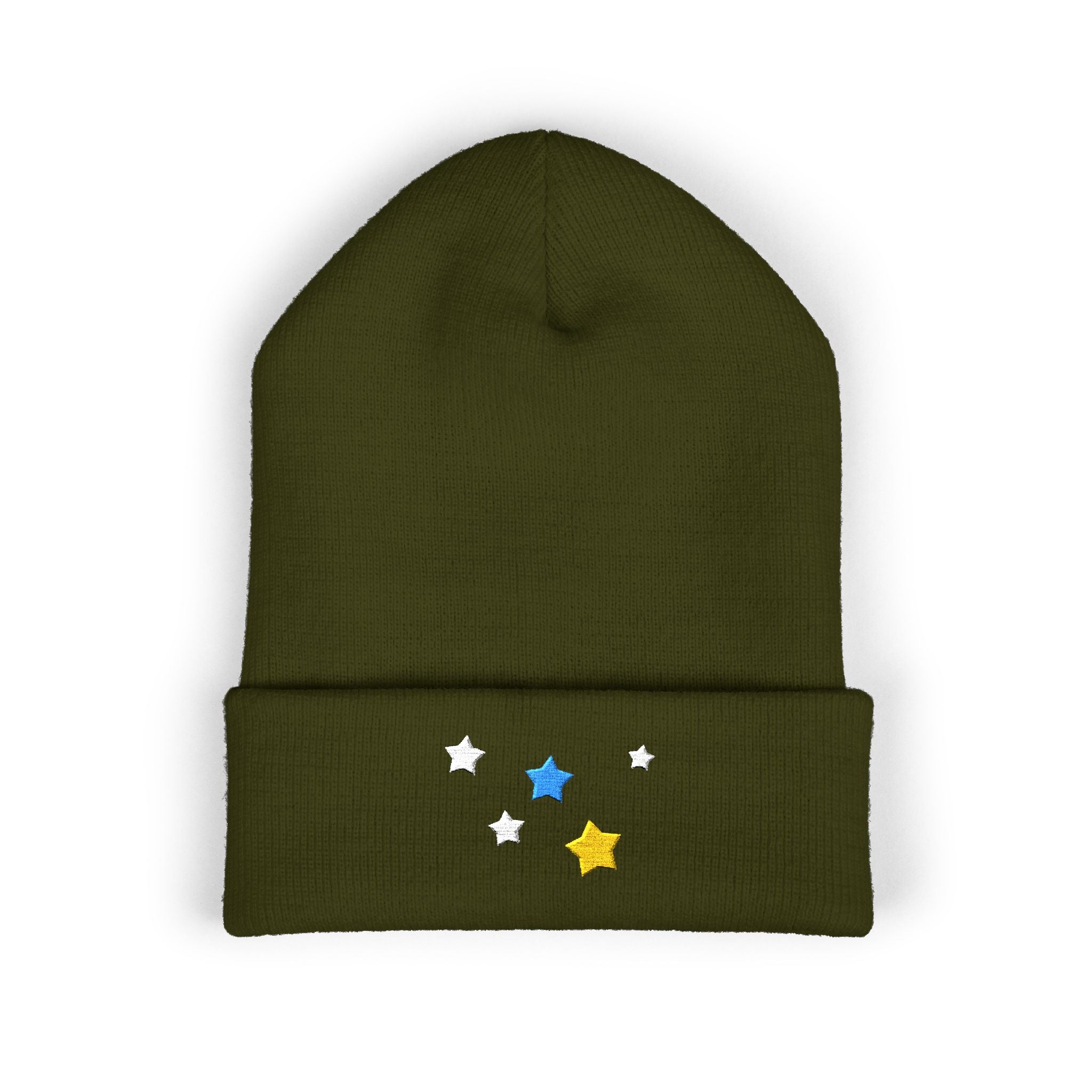 Unisex Cassiopeia Star Embroidered Acrylic Cuffed Beanie