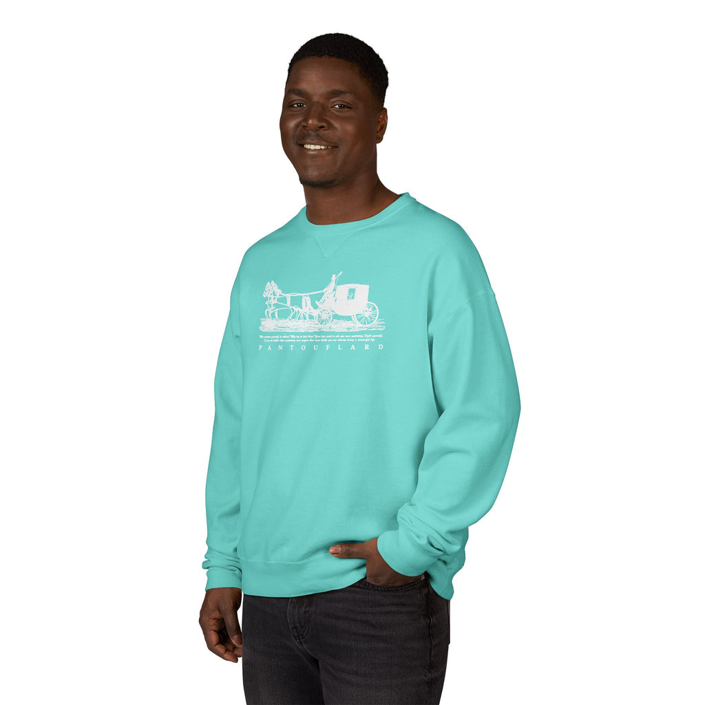 Old Money Equestrian Heritage Crewneck - The Nostalgic Journey II (Dark Academia Garment-Dyed Sweatshirt)