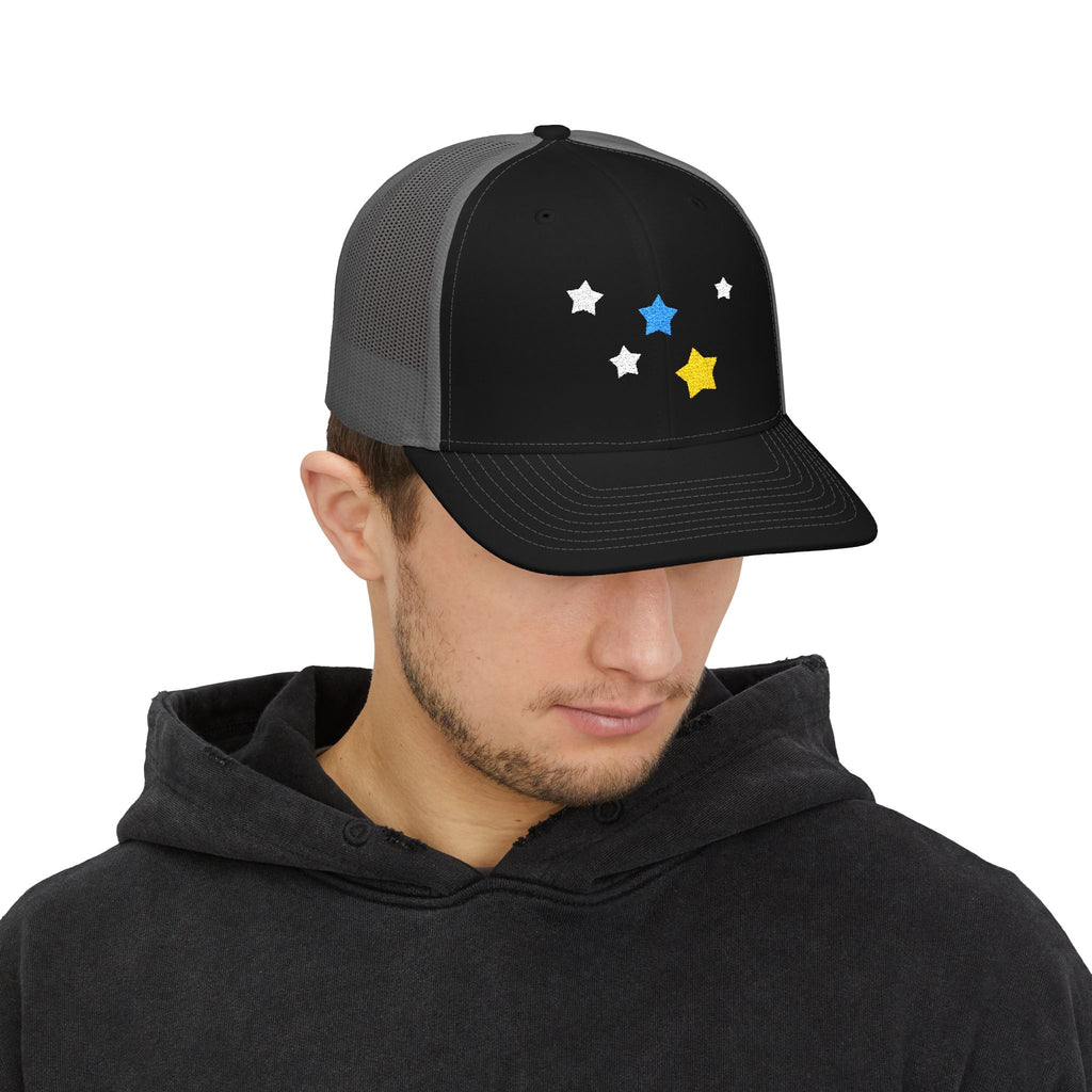 Unisex Cassiopeia Star Embroidered Cotton-Polyester Snapback Trucker Cap