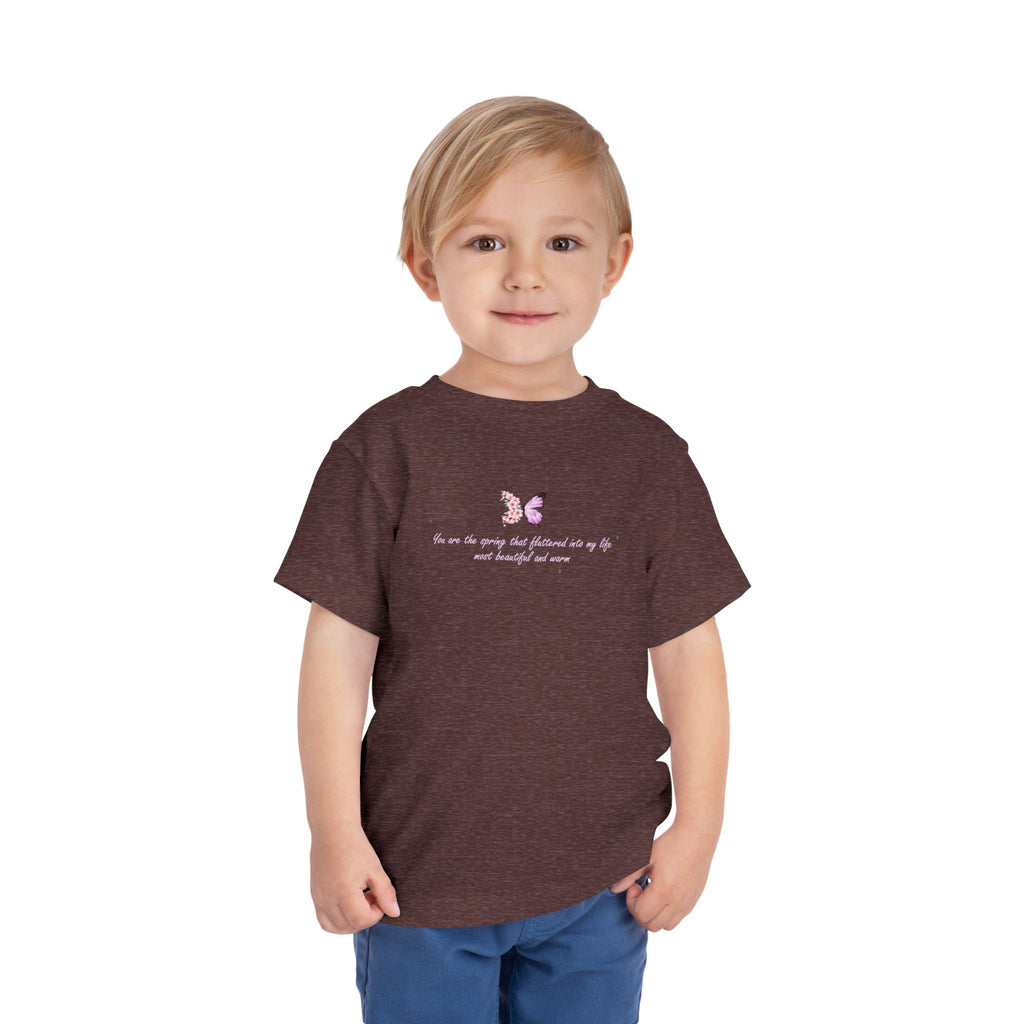 Toddler Yellow Floral Butterfly Spring Quote 100% Cotton Short Sleeve Tee