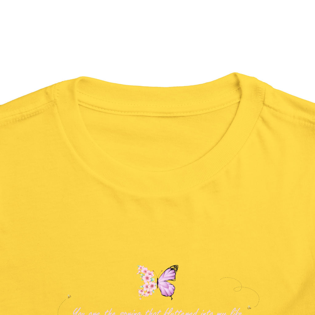 Toddler Yellow Floral Butterfly Spring Quote 100% Cotton Short Sleeve Tee
