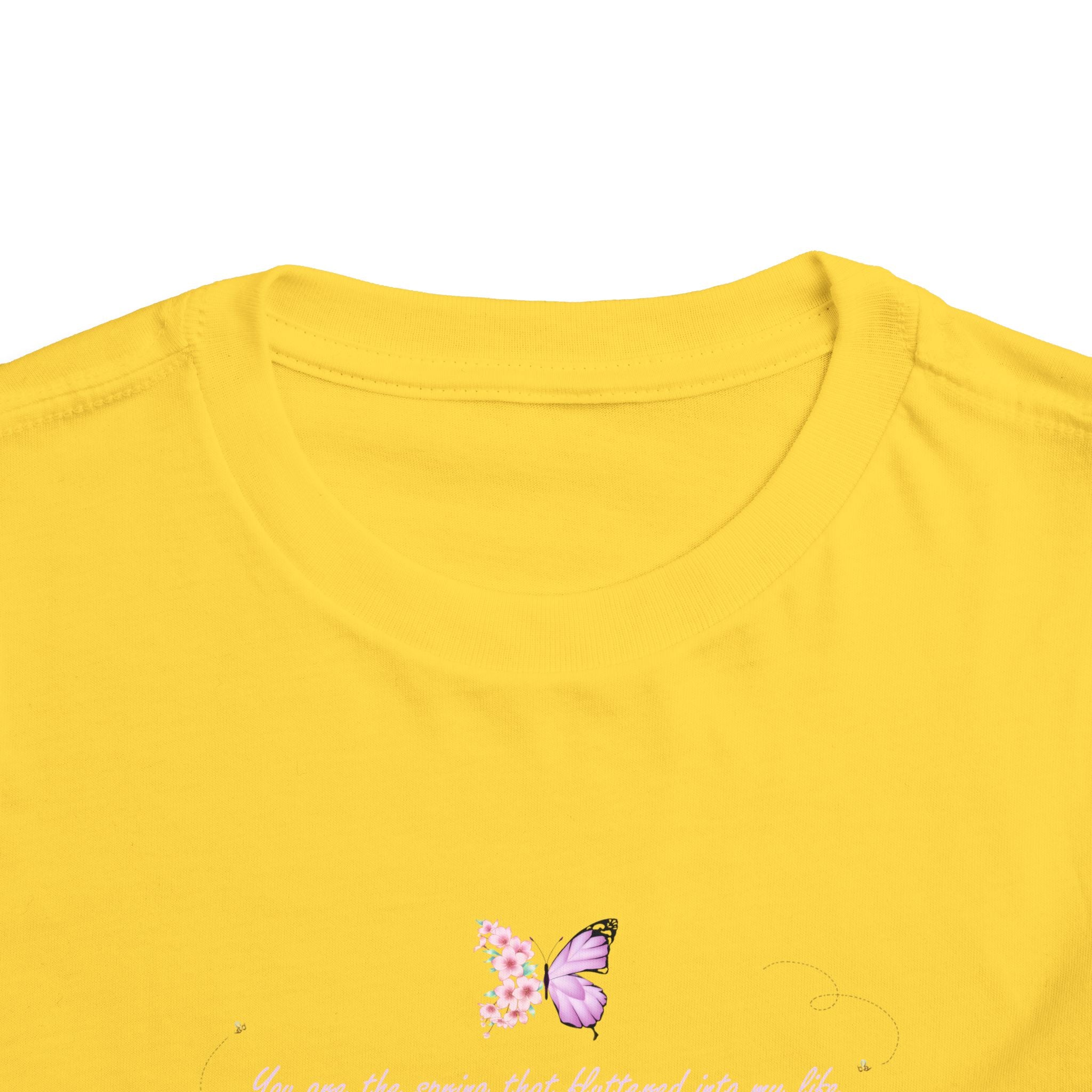 Toddler Yellow Floral Butterfly Spring Quote 100% Cotton Short Sleeve Tee