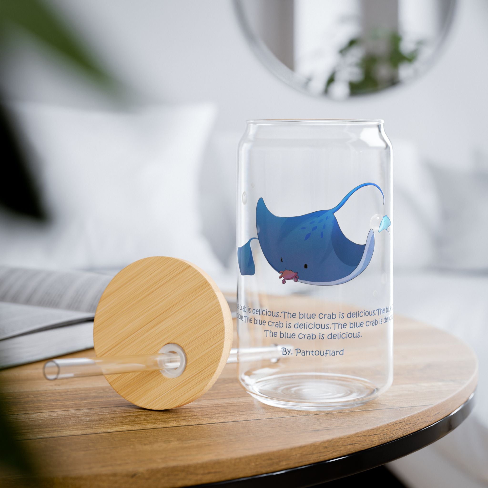 Clear Pantouflard Funny Stingray & Crab Tempered Glass Sipper