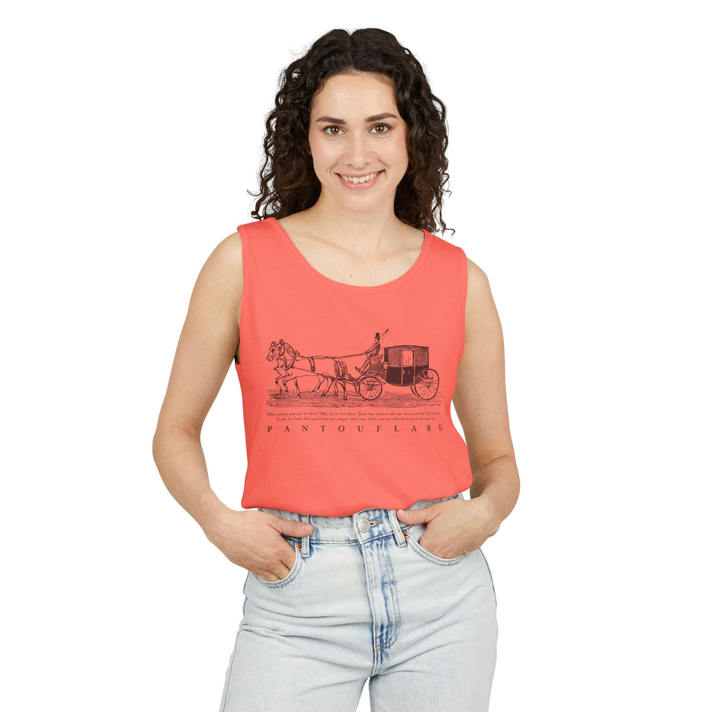 Unisex Brick Red Pantouflard Carriage Cotton Garment-Dyed Tank Top