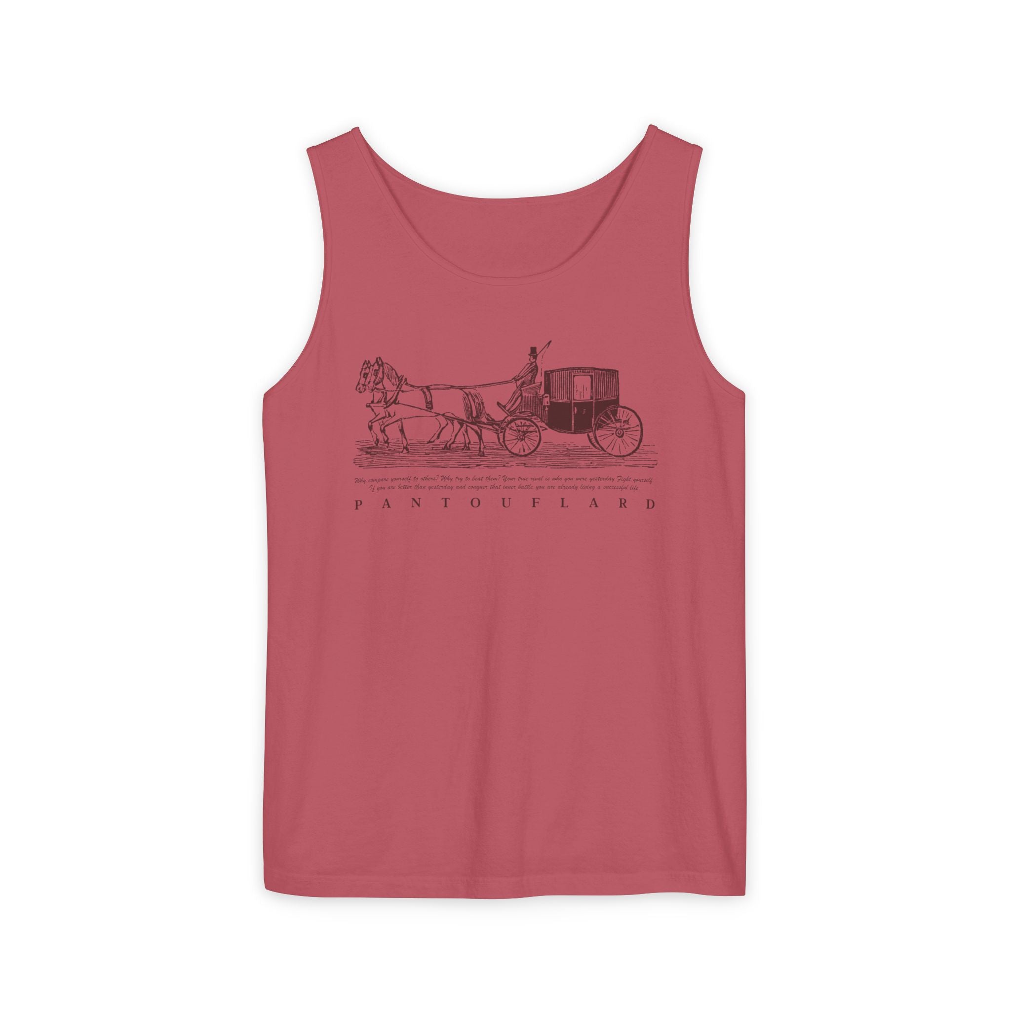 Unisex Brick Red Pantouflard Carriage Cotton Garment-Dyed Tank Top