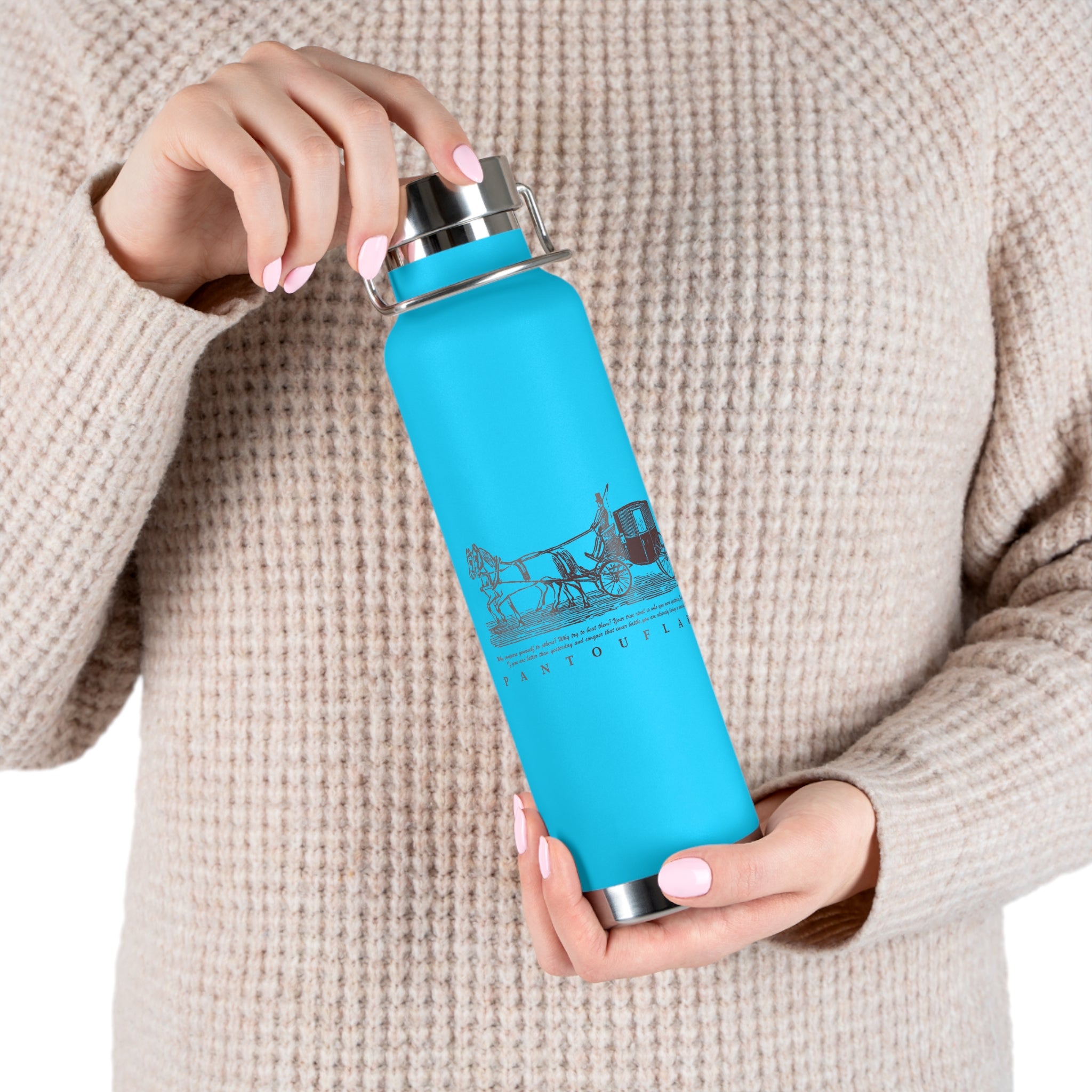 Orange Vintage Carriage Quote 22oz Copper Vacuum Insulated Bottle